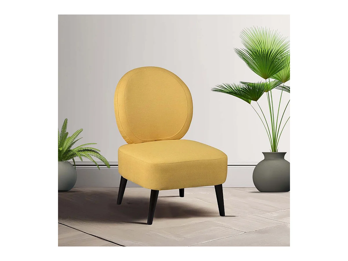 SKALAN - Fauteuil Crapaud Tissu Coloris Jaune Moutarde