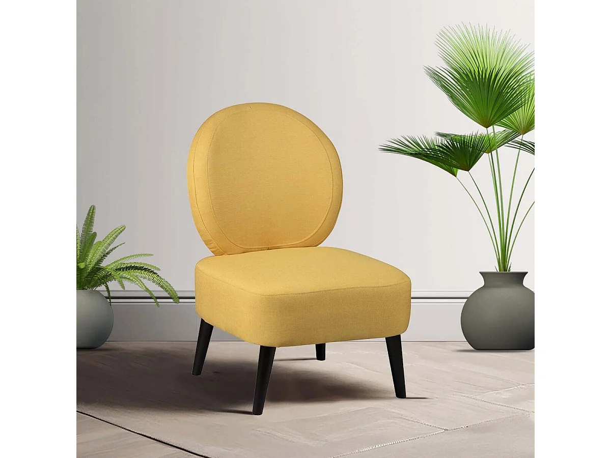 SKALAN - Fauteuil Crapaud Tissu Coloris Jaune Moutarde