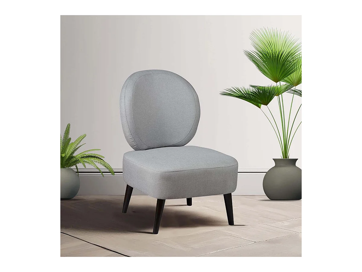 SKALAN - Fauteuil Crapaud Tissu Coloris Gris Souris