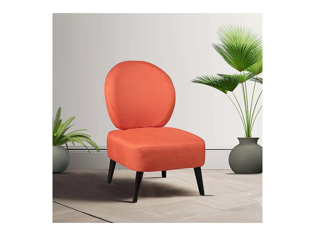 SKALAN - Fauteuil Crapaud Tissu Coloris Corail
