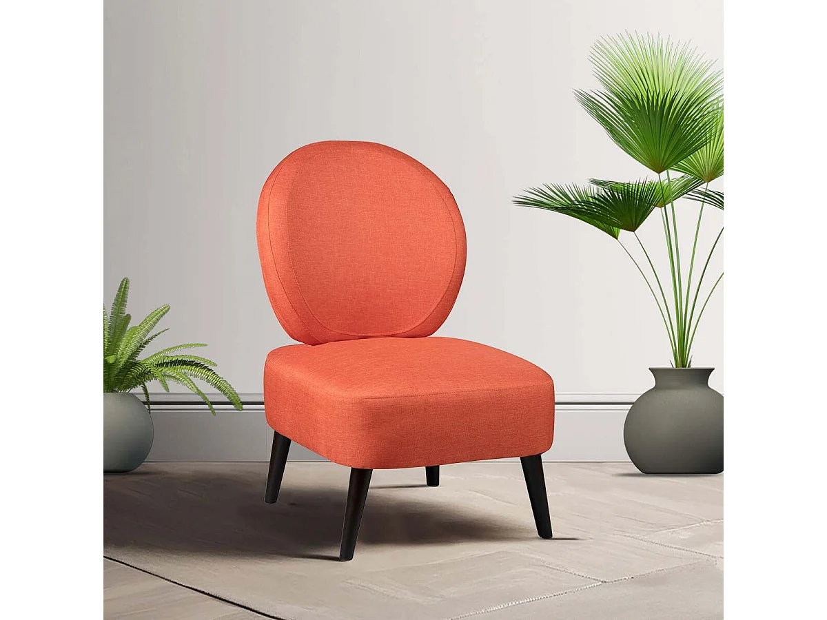 SKALAN - Fauteuil Crapaud Tissu Coloris Corail