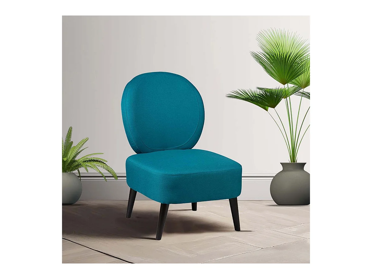 SKALAN - Fauteuil Crapaud Tissu Coloris Bleu Canard