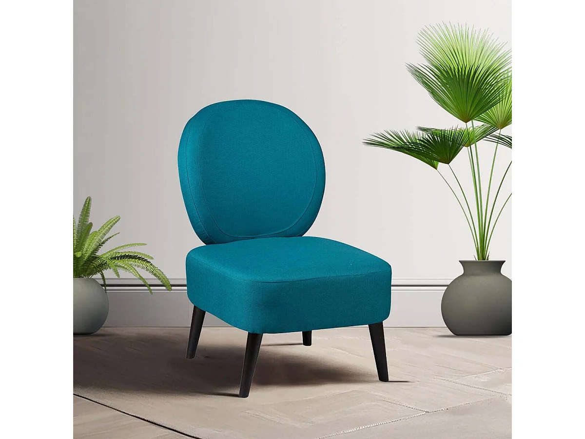 SKALAN - Fauteuil Crapaud Tissu Coloris Bleu Canard