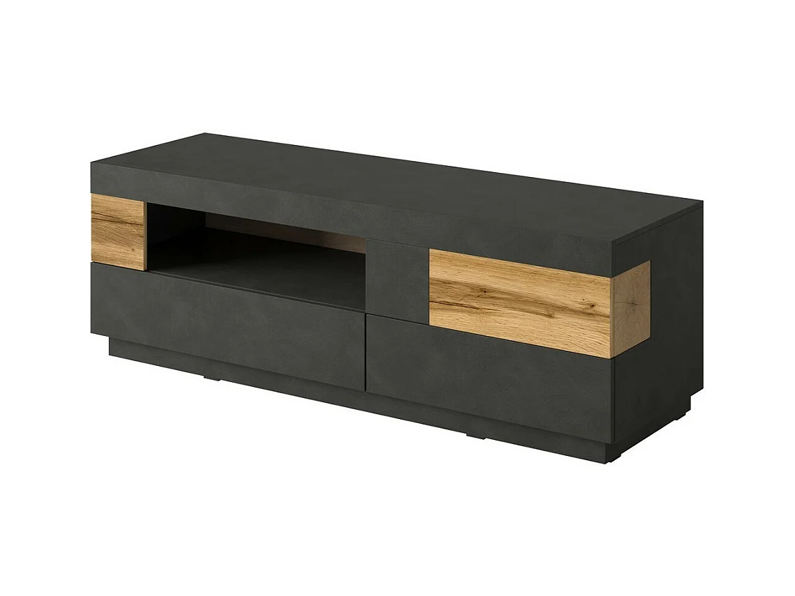 TV-Möbel 160 cm Kollektion KILES. Farbe Anthrazitgrau und Eiche. Designstil.