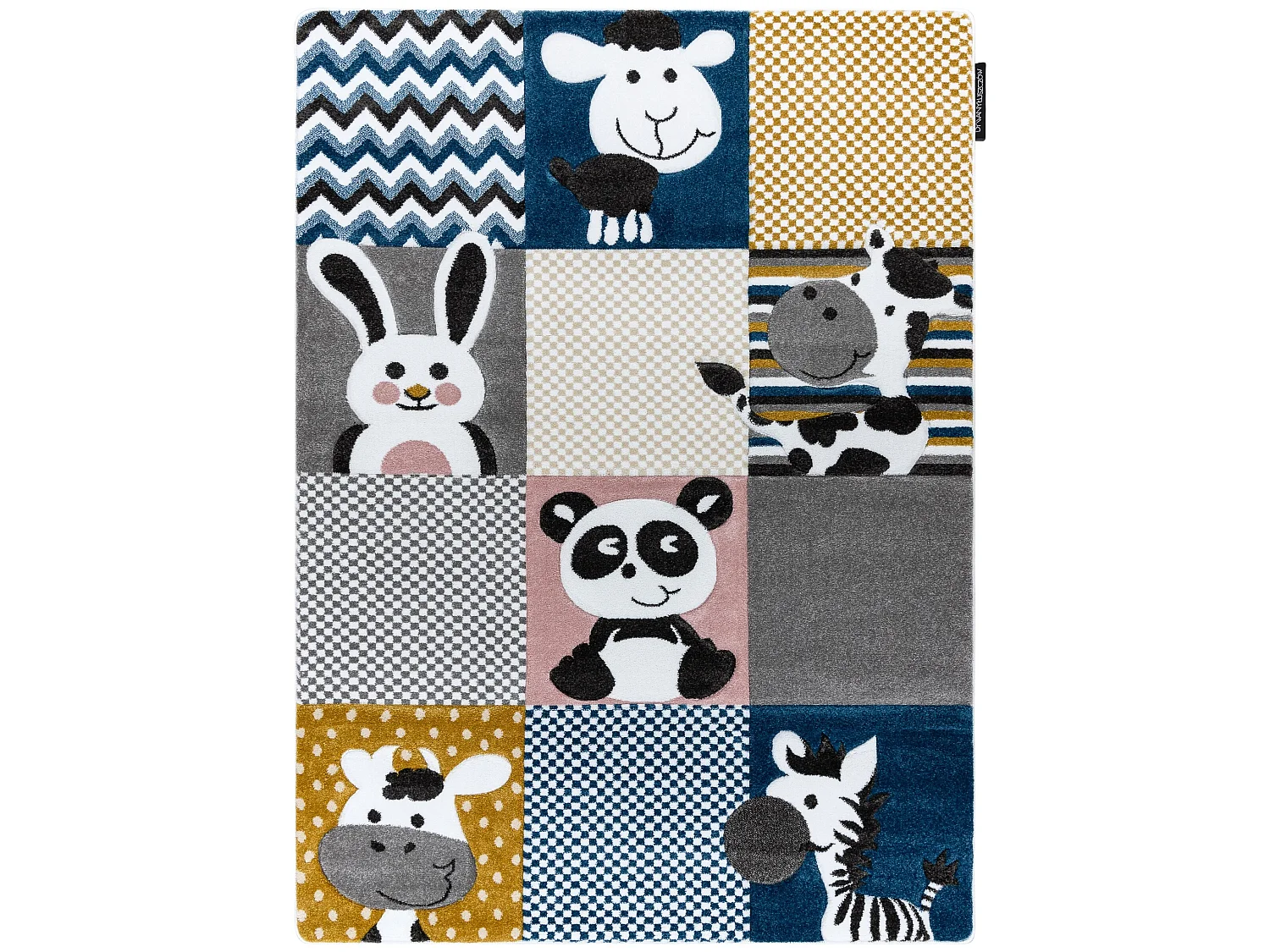 Tapis PETIT ZOO ANIMAUX crème et gris 280x370 cm