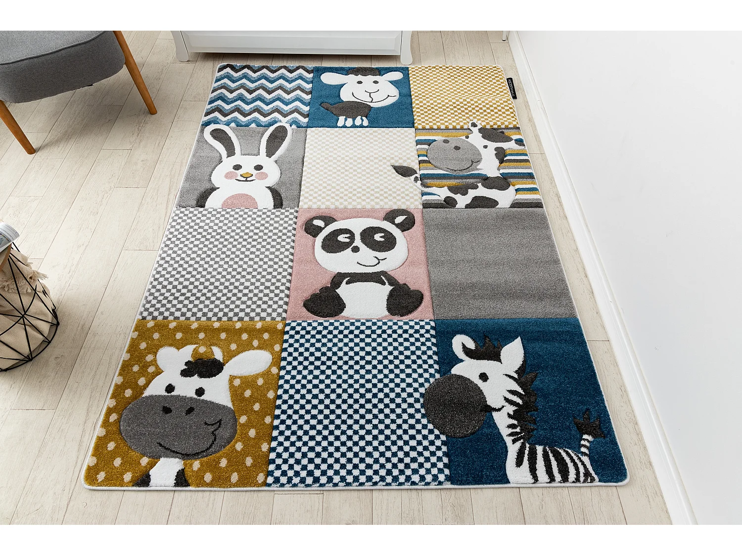 Tapis PETIT ZOO ANIMAUX crème et gris 280x370 cm