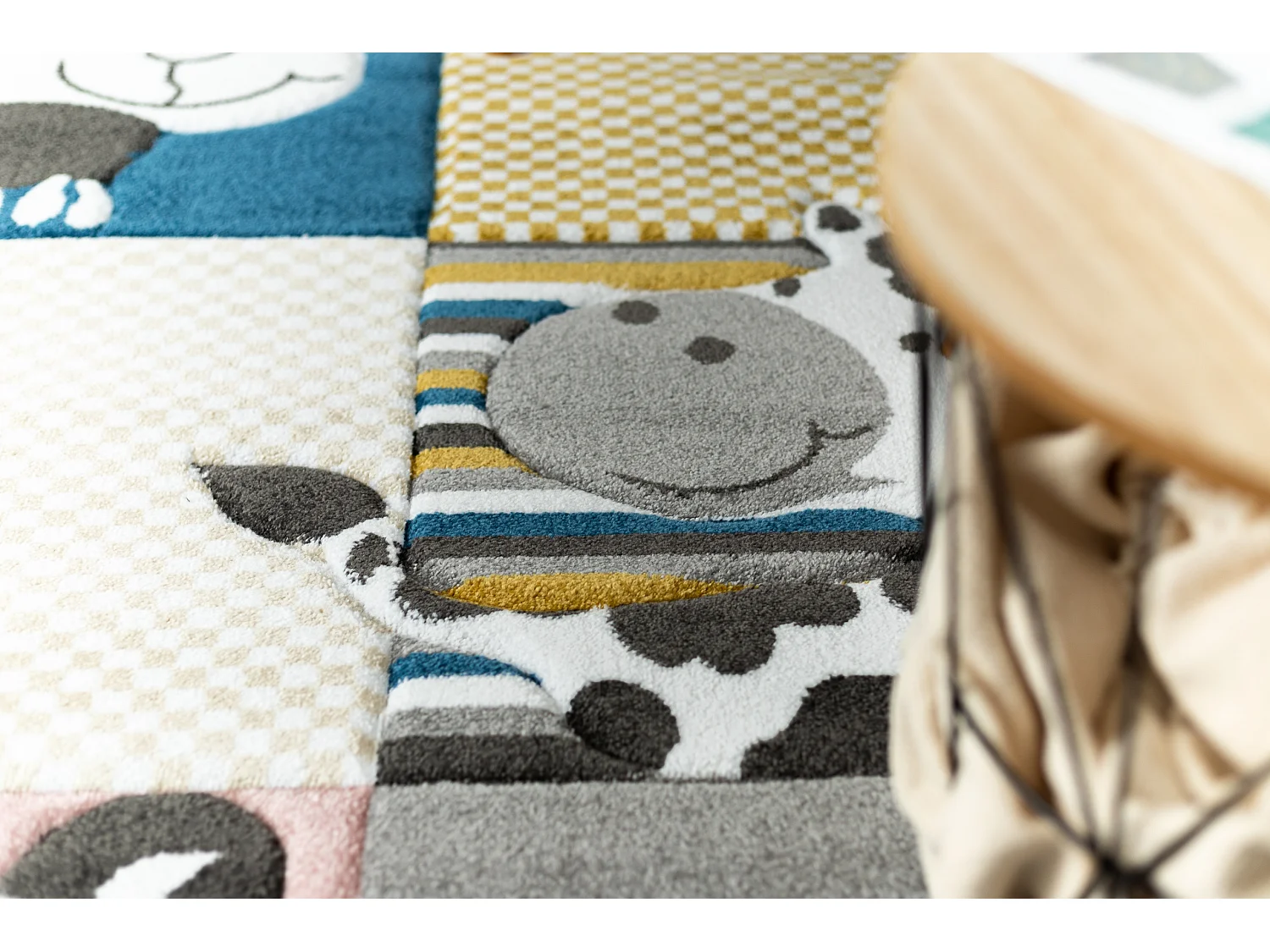 Tapis PETIT ZOO ANIMAUX crème et gris 280x370 cm