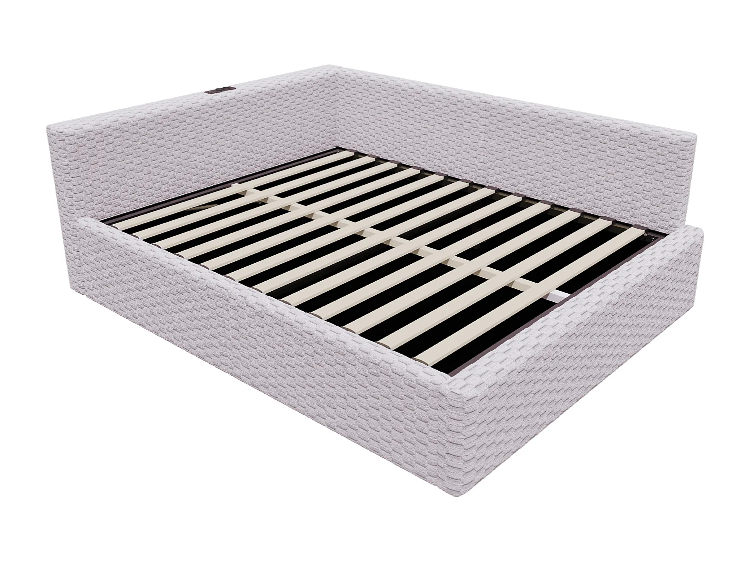 Gepolstertes Kinderbett mit hydraulischem Stauraum – 140 x 200 cm – mit LED-Beleuchtung und 2 USB-Anschlüssen – L-förmiges Kopfteil – Samt – grau