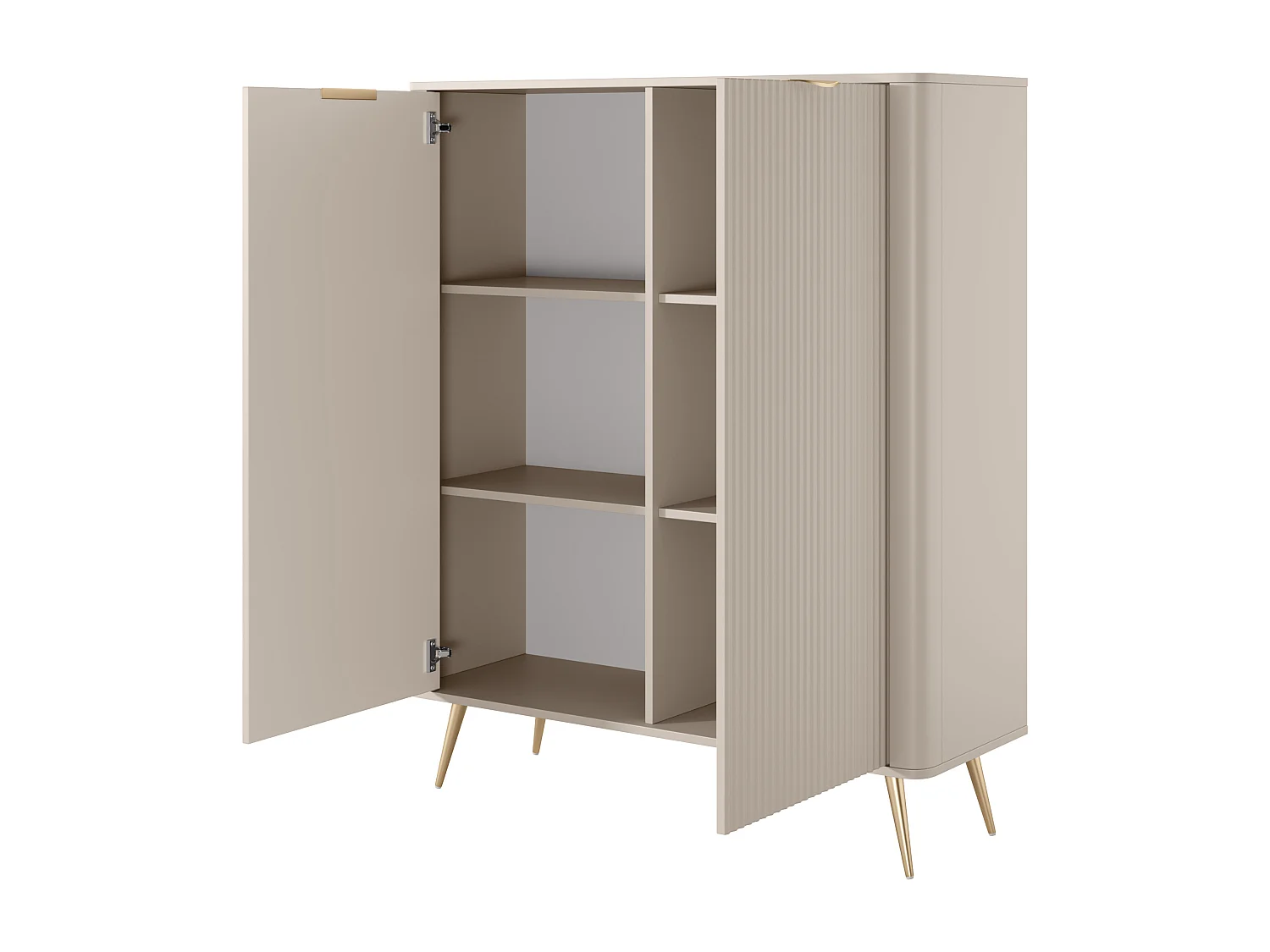 Kommode: 2 Türen, Beige, 113,2 x 38 x 134,1 cm