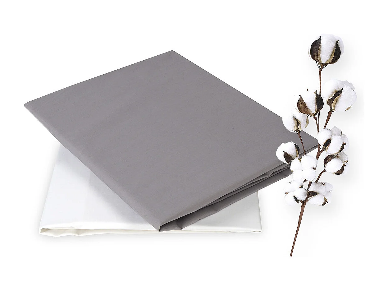100% katoenen laken 80x160, set van 2 in parelgrijs en wit. Ideaal voor Montessori-bedden