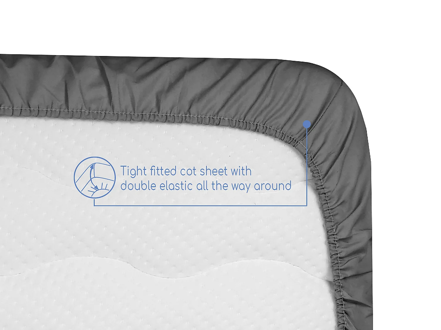 100% katoenen laken 80x160, set van 2 in parelgrijs en wit. Ideaal voor Montessori-bedden