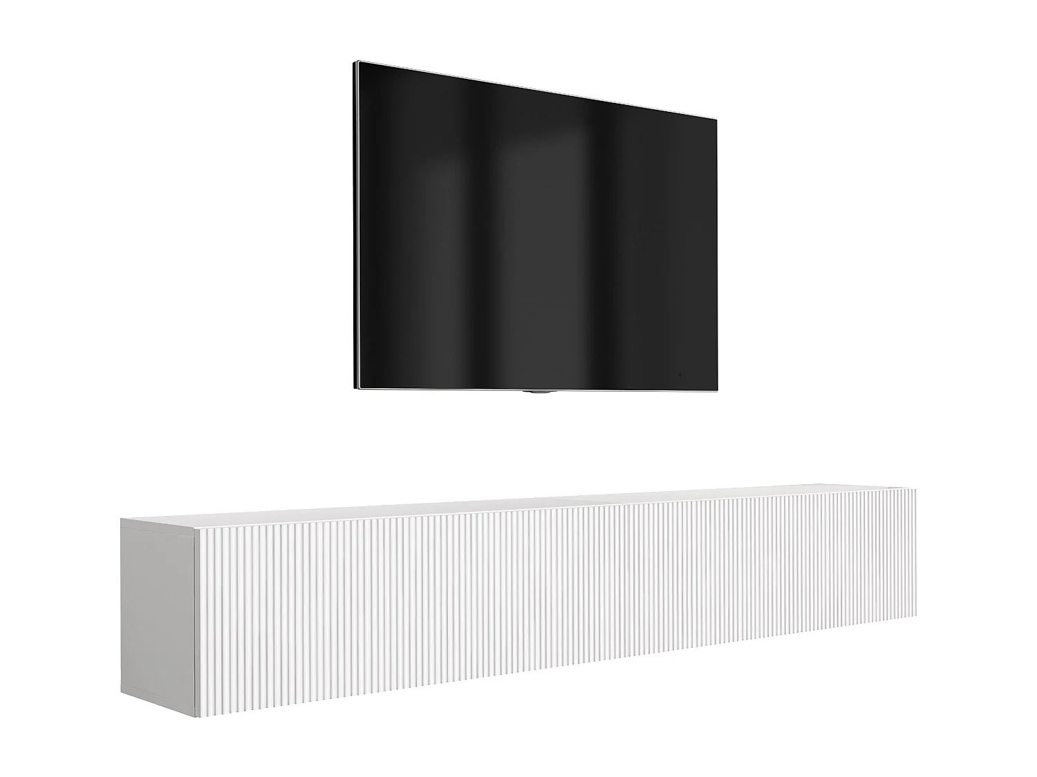 TV-Schrank (2 x 100 cm), geriffelte Fronten, Mattweiß, 200 × 32 × 33,6 cm