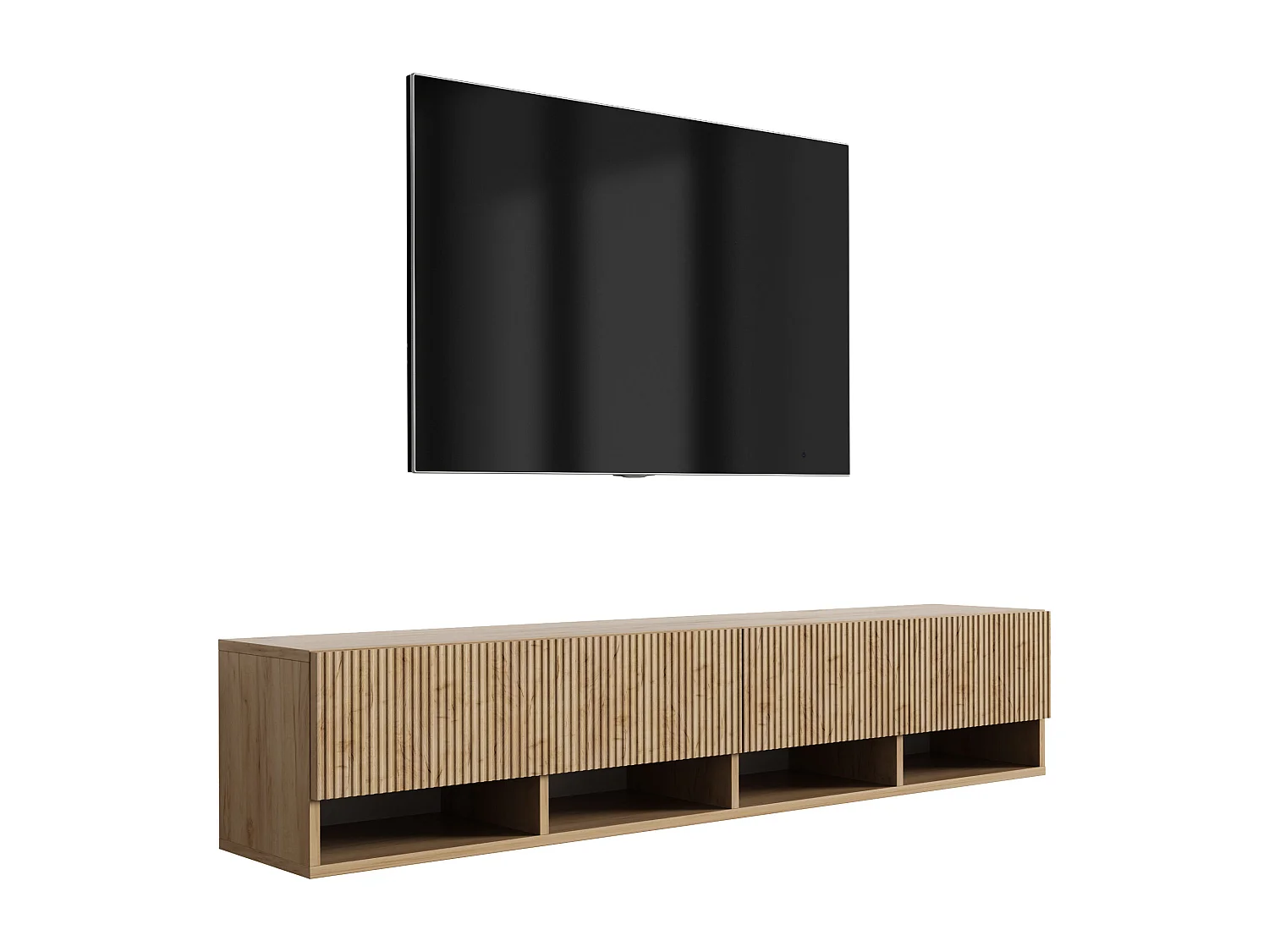 TV-Schrank mit geriffelte Fronten, Eiche Craft, 170 × 32 × 33,6 cm