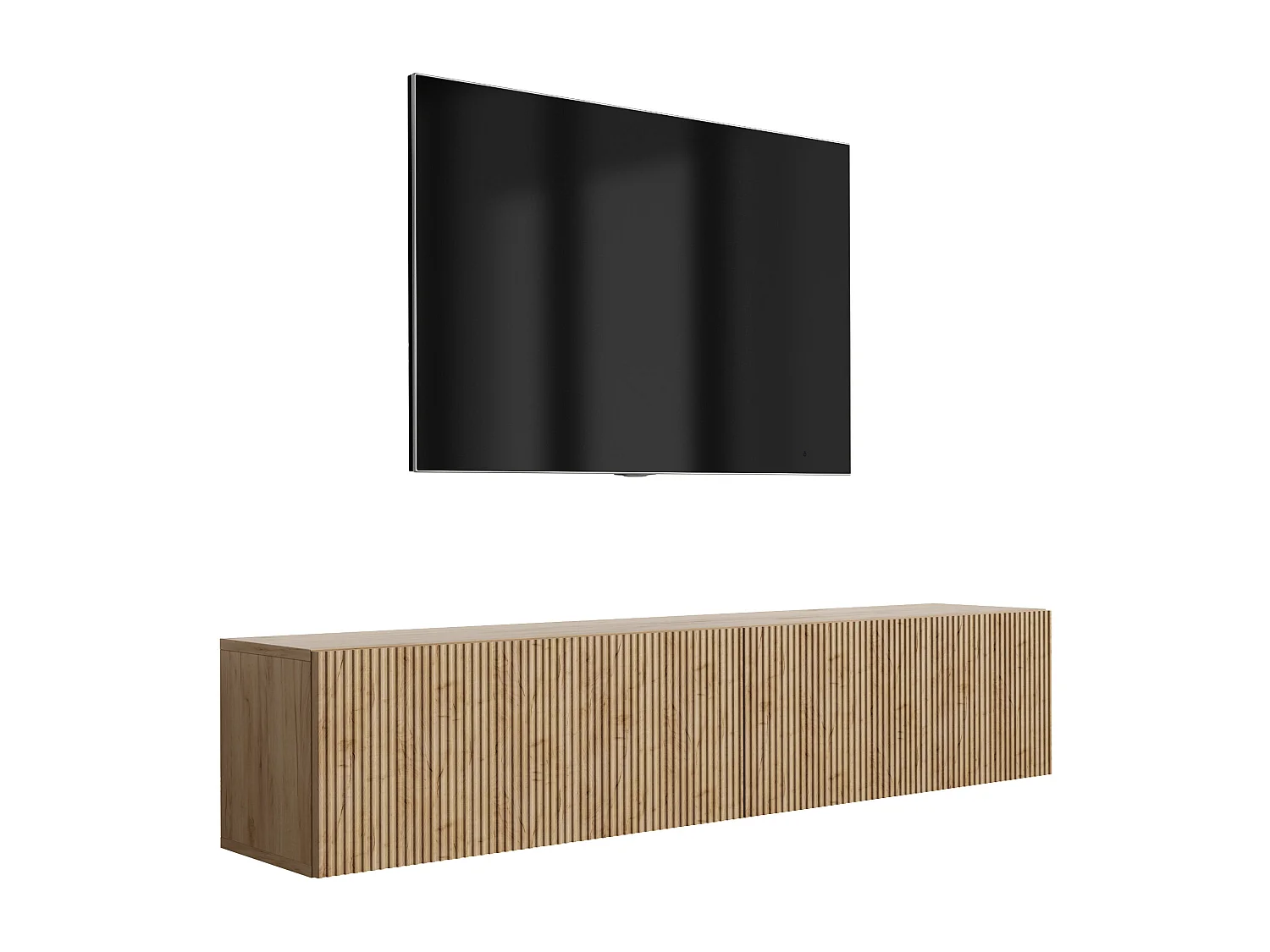 TV-Schrank mit geriffelte Fronten, Eiche Craft, 170 × 32 × 33,6 cm