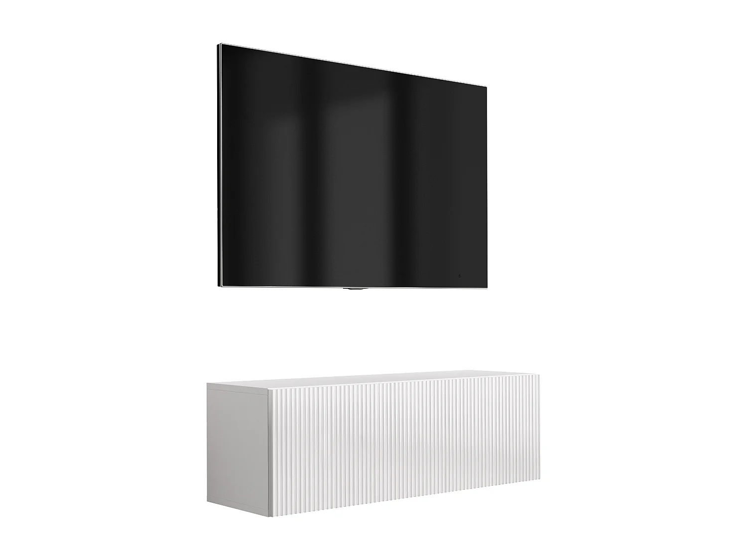 TV-Schrank mit geriffelter Front, Mattweiß, 100 × 32 × 33,6 cm