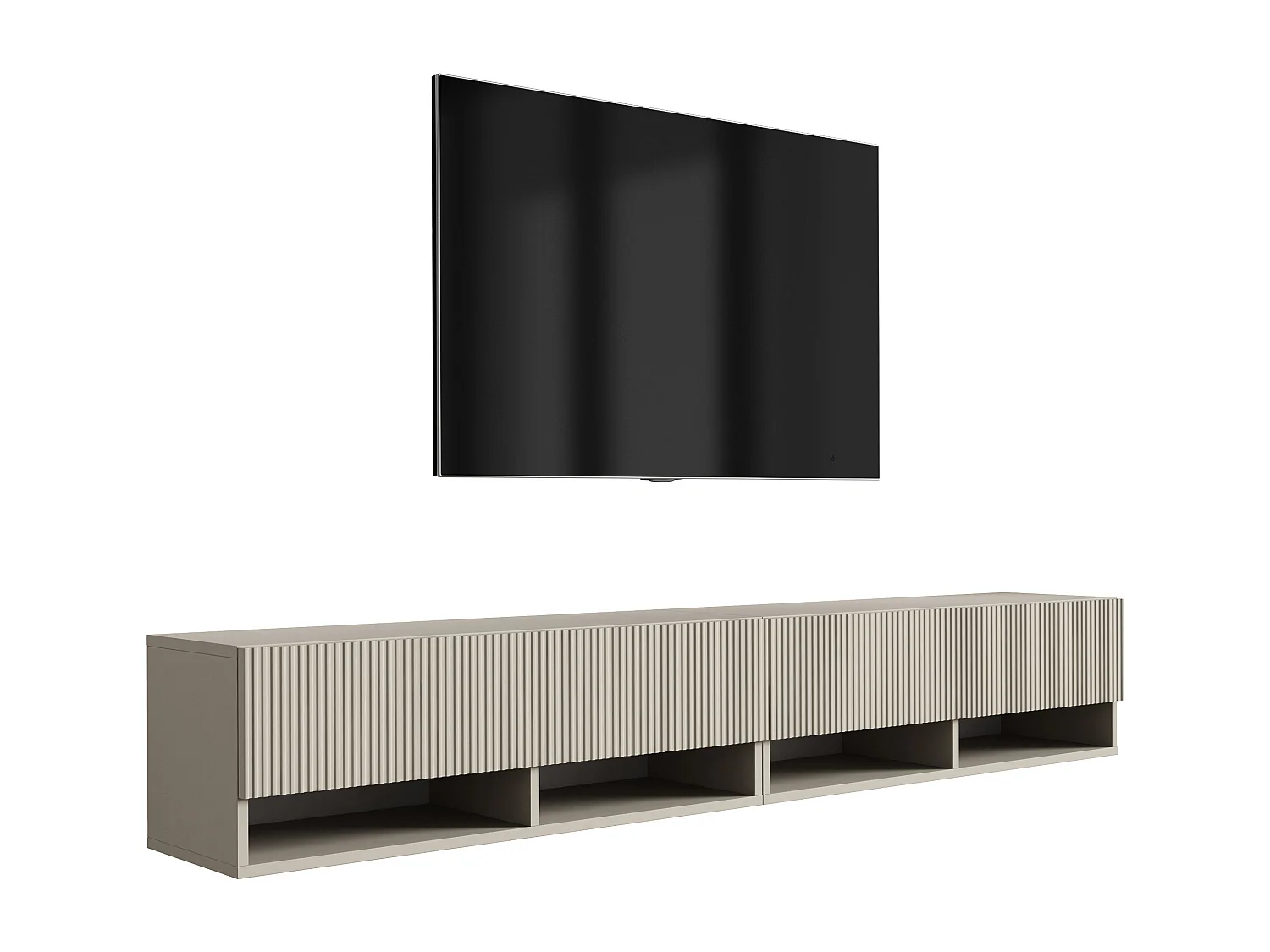 TV-Schrank (2 x 100 cm), geriffelte Fronten, Kaschmir, 200 × 32 × 33,6 cm