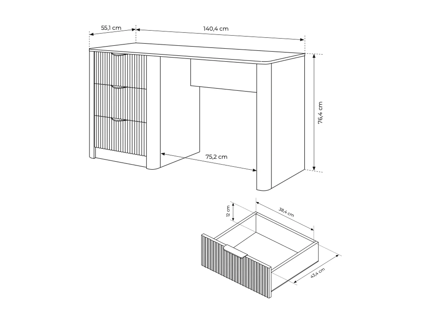 Biurko: beżowe, 140,4 x 55,1 x 76,4 cm