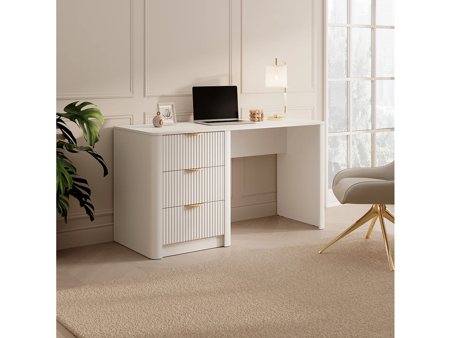 Escritório : Branco, 140,4 x 55,1 x 76,4 cm