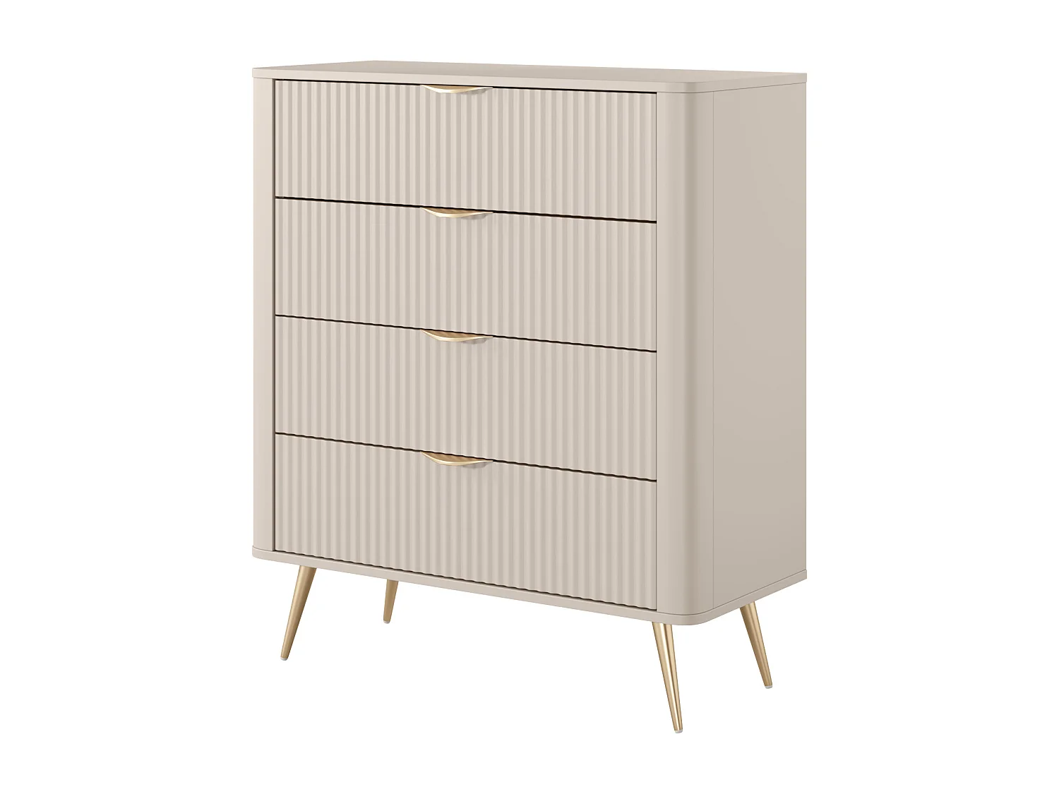 Kommode: 4 Schubladen, Beige, 88,2 x 38 x 101,2 cm