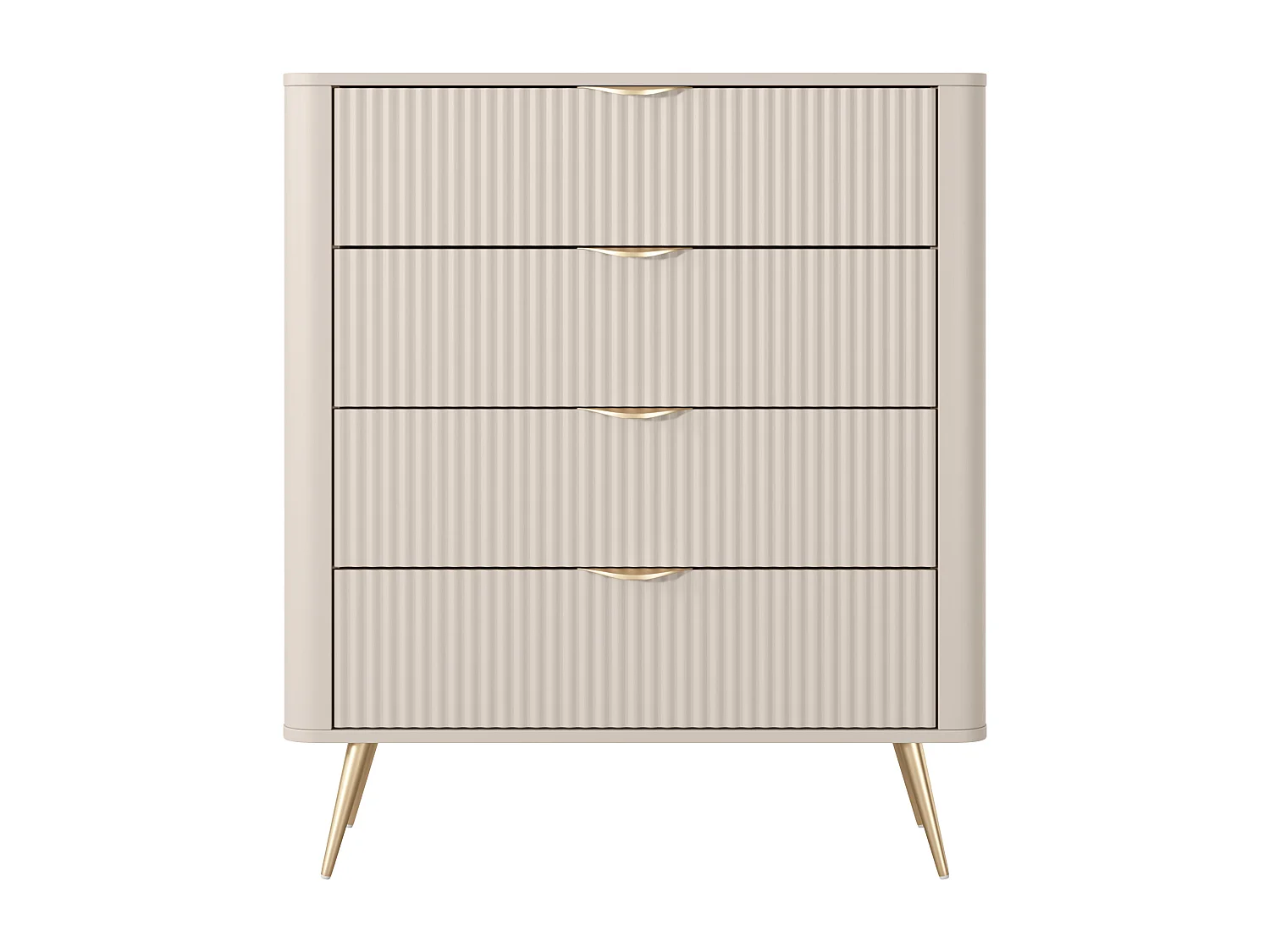 Kommode: 4 Schubladen, Beige, 88,2 x 38 x 101,2 cm