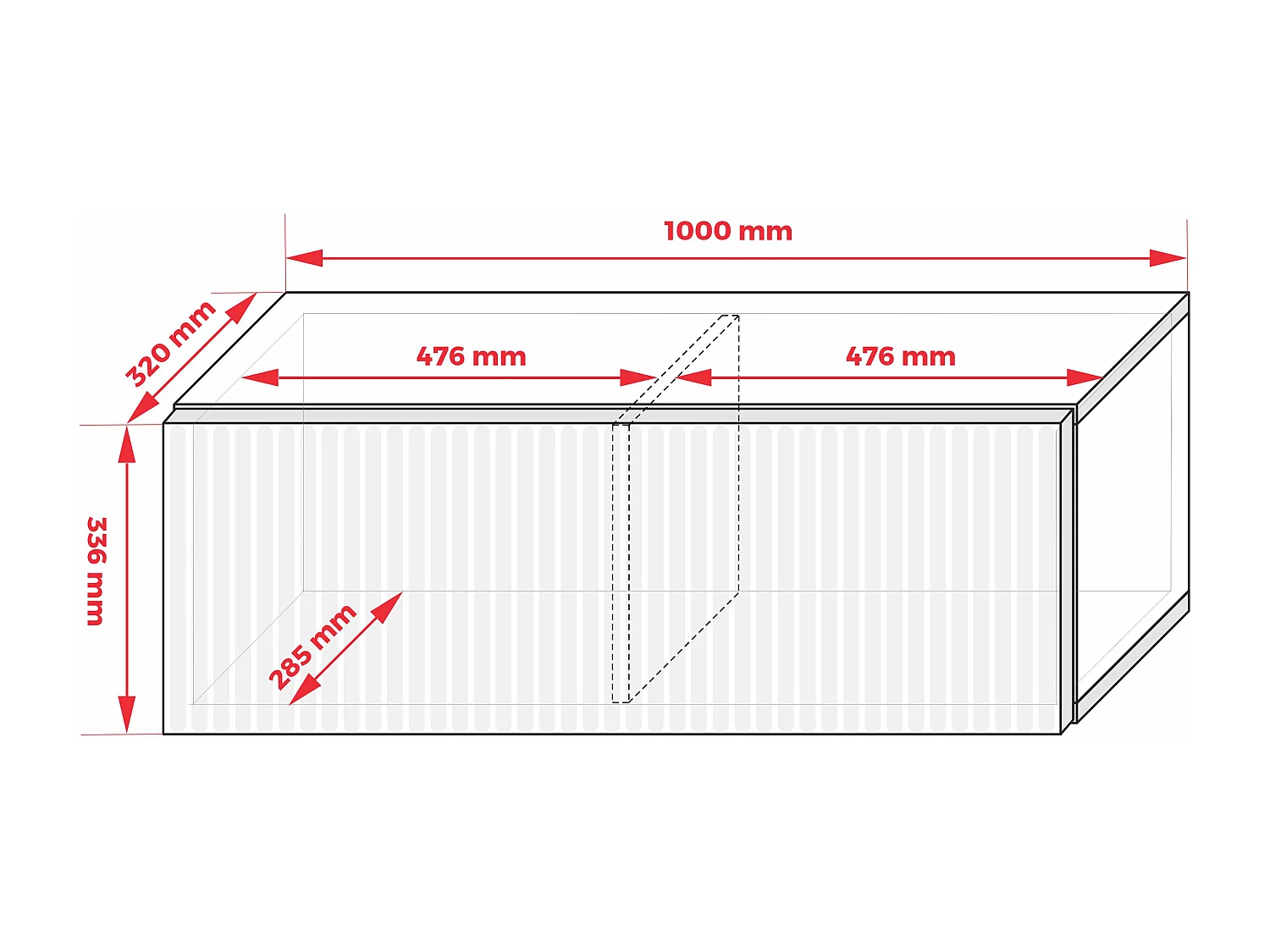 TV-Schrank mit geriffelter Front, Mattschwarz, 100 × 32 × 33,6 cm