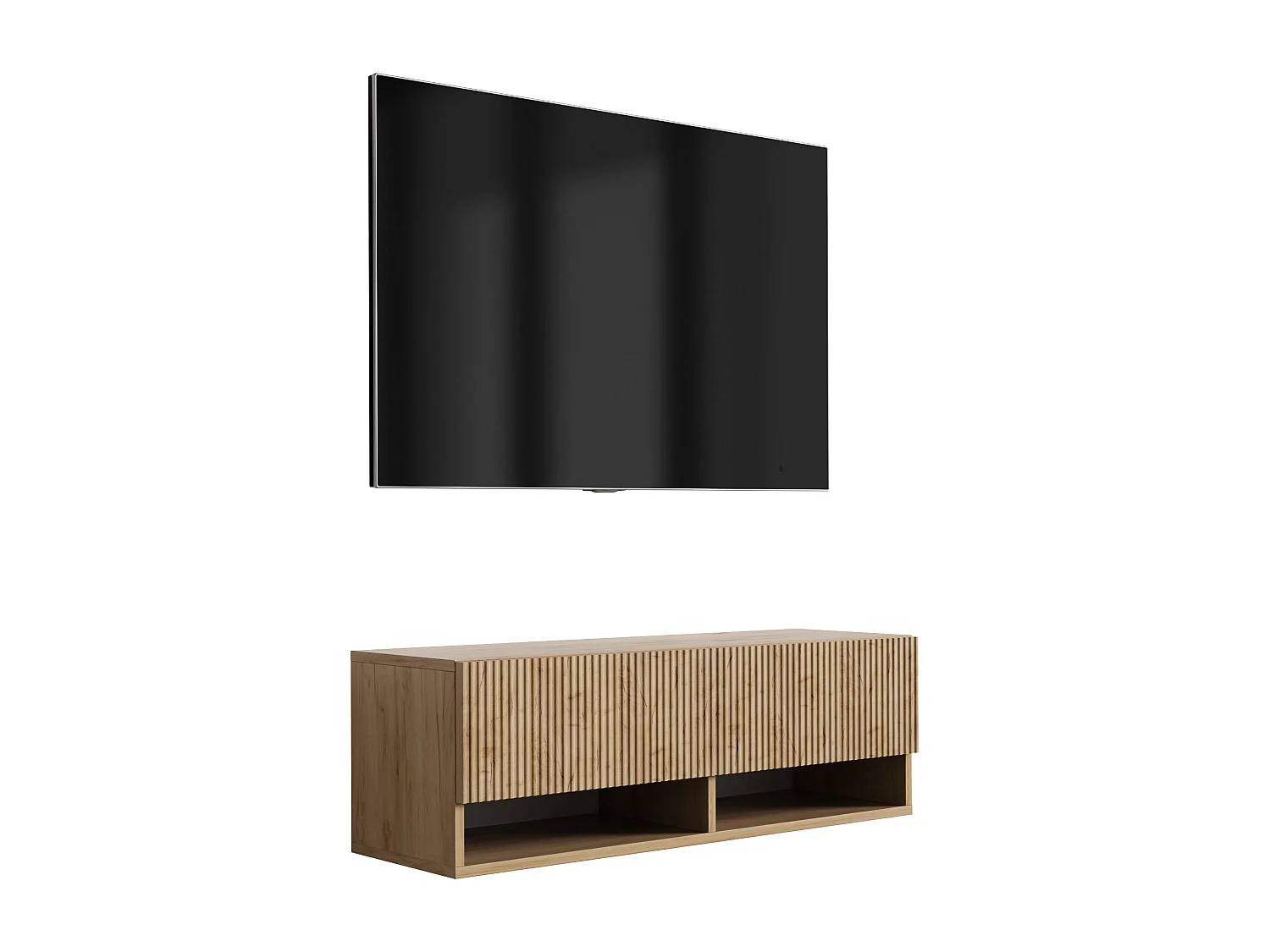 Szafka pod telewizor z ryflowanym frontem 100, Dąb Craft, 100 × 32 × 33,6 cm