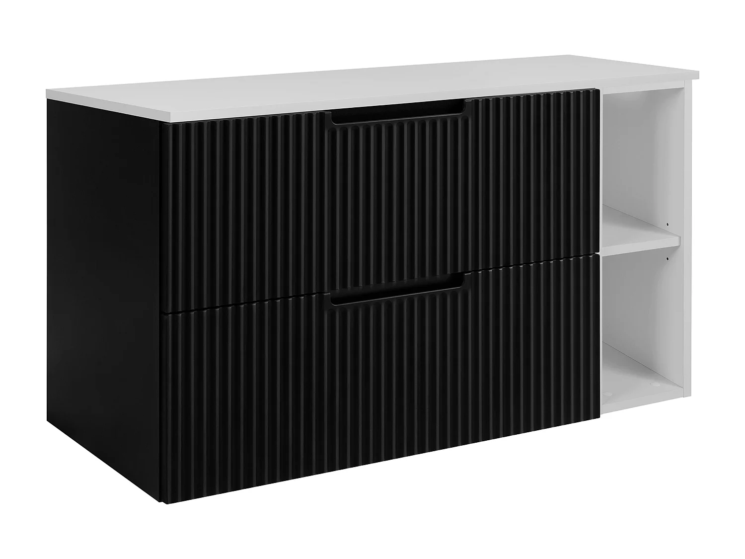 Mobiletto da bagno, nero /bianco, 100 (80 + 20) x 58,6 x 46 cm