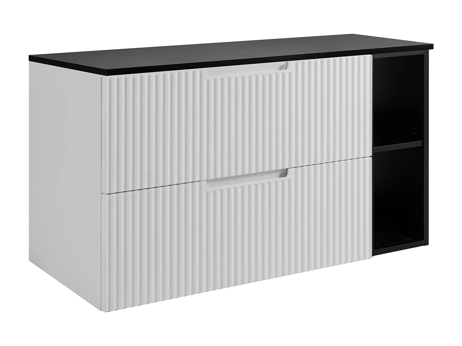 Mobiletto da bagno, bianco /nero, 80 (60 + 20) x 58,6 x 46 cm