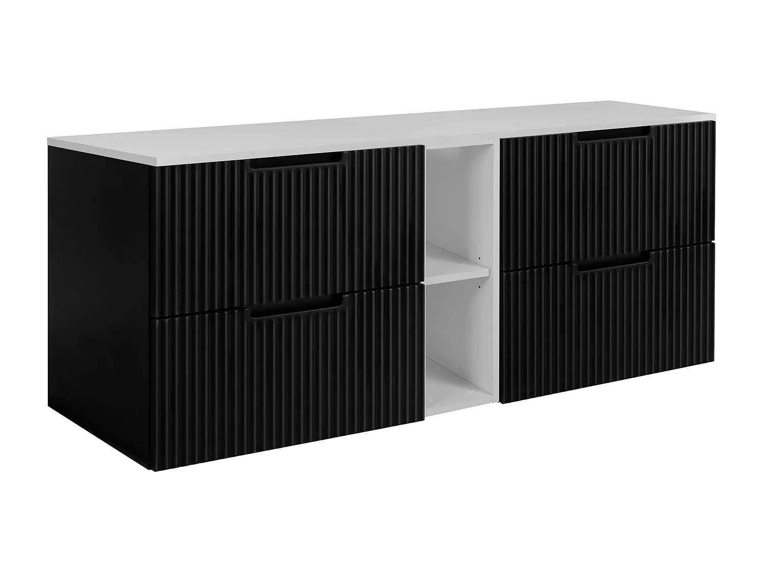 Meuble de salle de bain, noir / blanc, 180 (2 x 80 + 20) x 58,6 x 46 cm