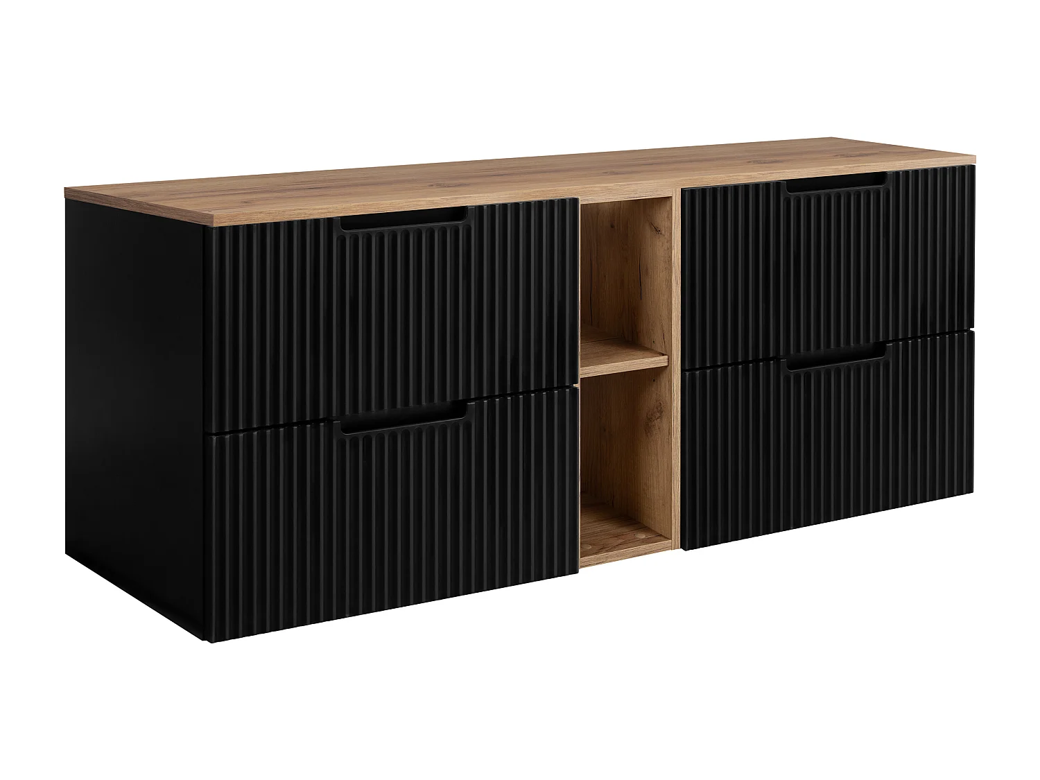 Mobiletto da bagno, nero / rovere Craft, 180 (2 x 80 + 20) x 58,6 x 46 cm