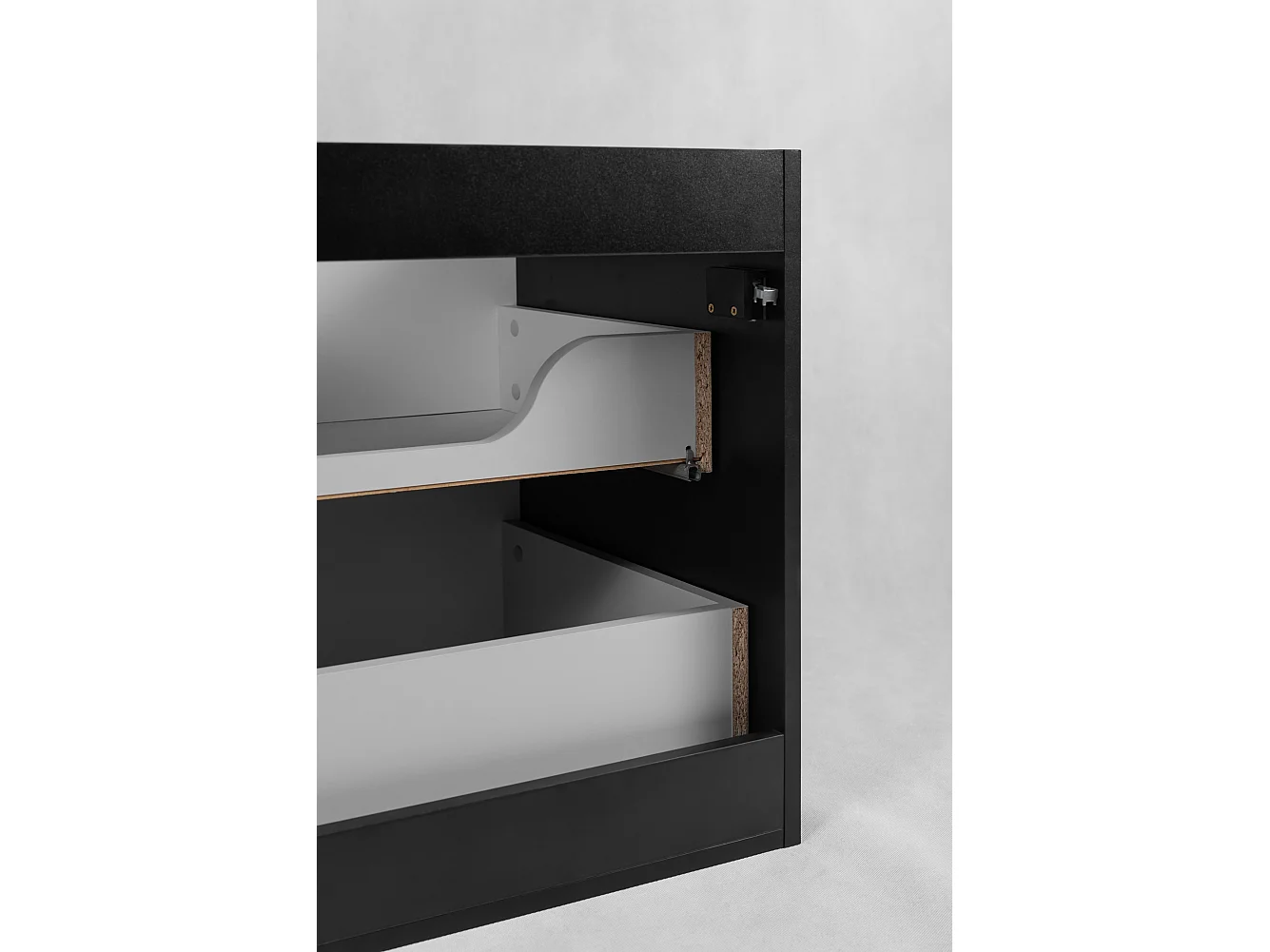 Mobiletto da bagno, nero /bianco, 80 (60 + 20) x 58,6 x 46 cm