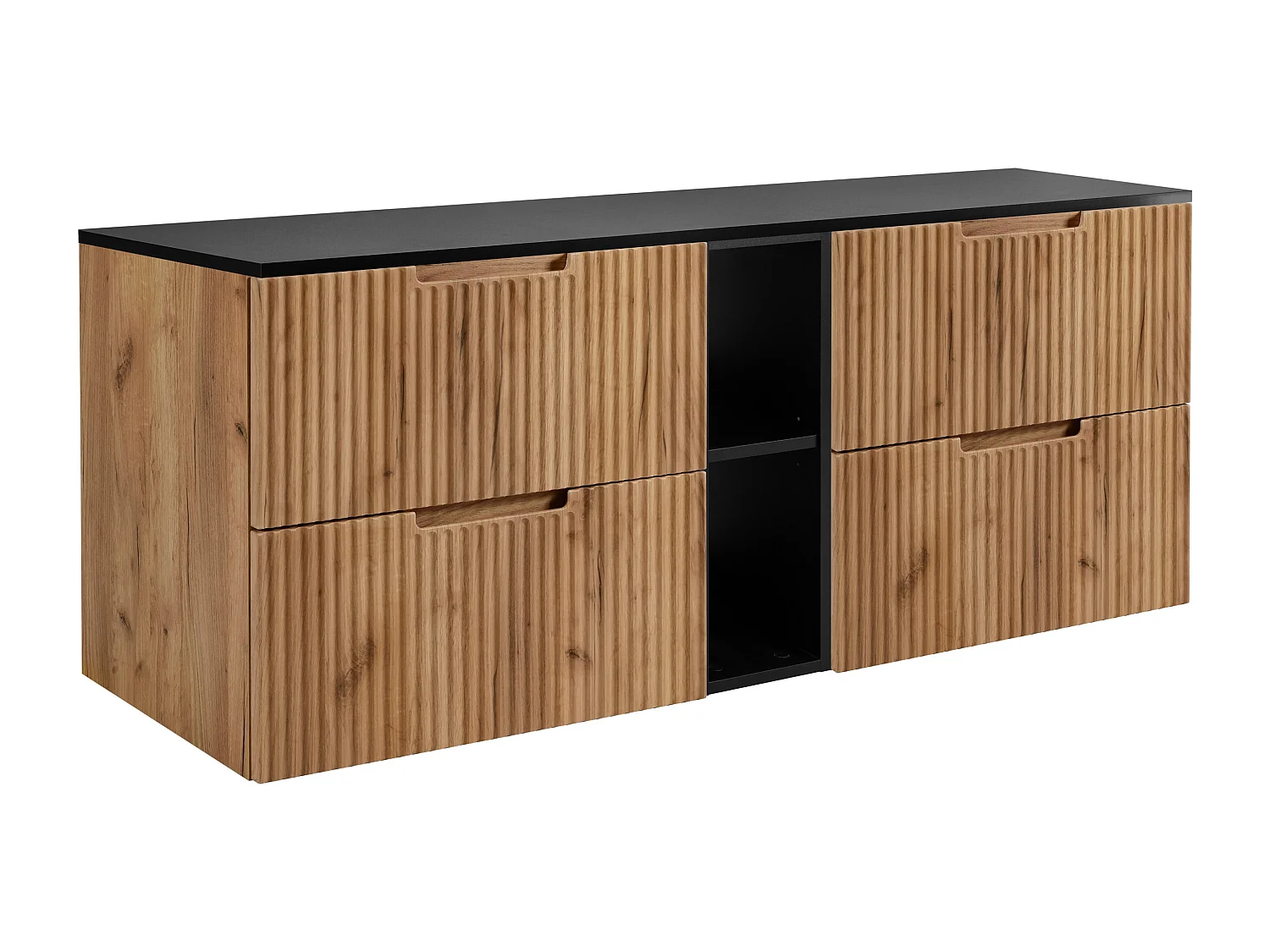 Mobiletto da bagno, rovere Craft / nero, 180 (2 x 80 + 20) x 58,6 x 46 cm