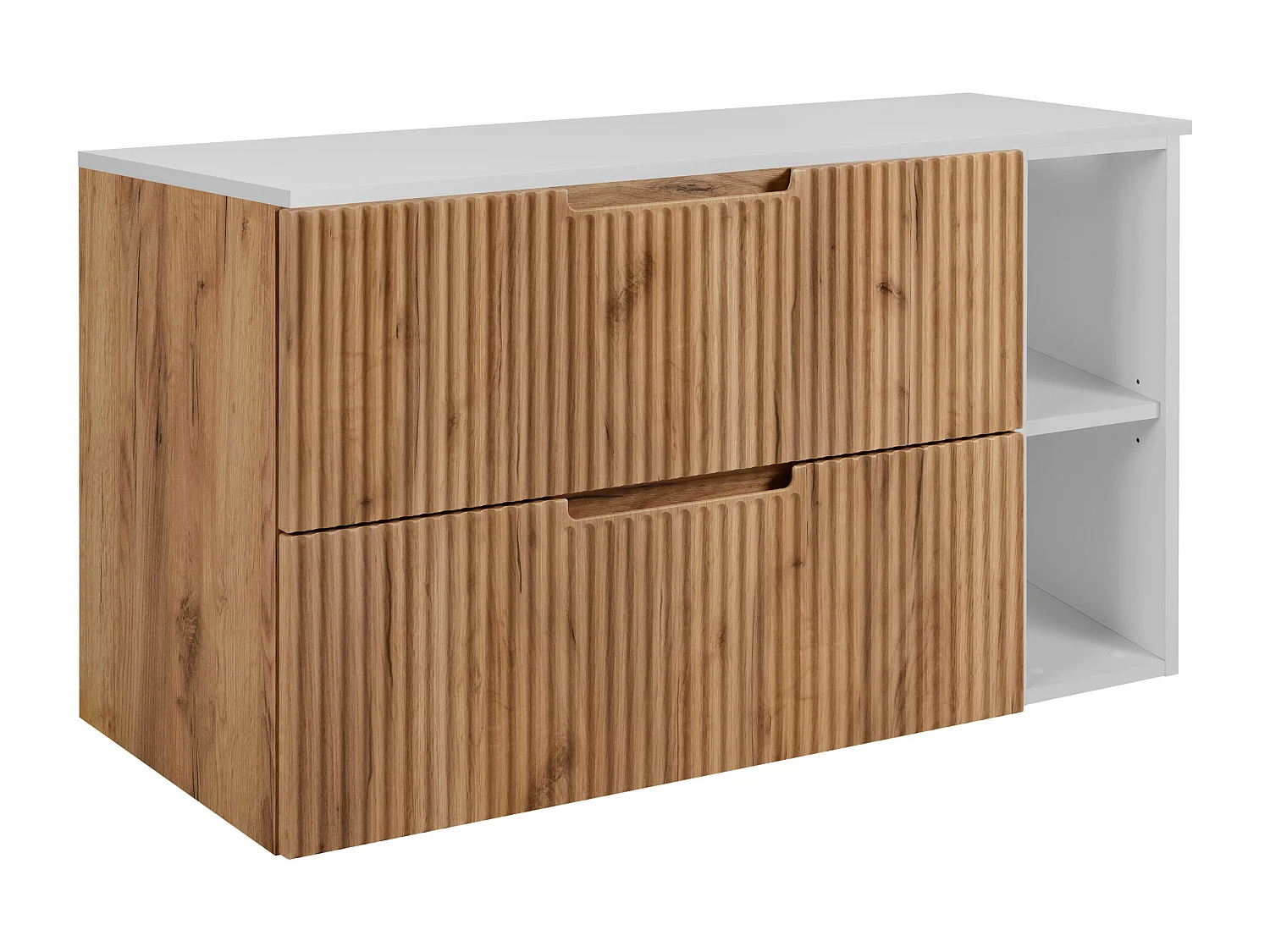 Mobiletto da bagno, rovere Craft / bianco, 80 (60 + 20) x 58,6 x 46 cm