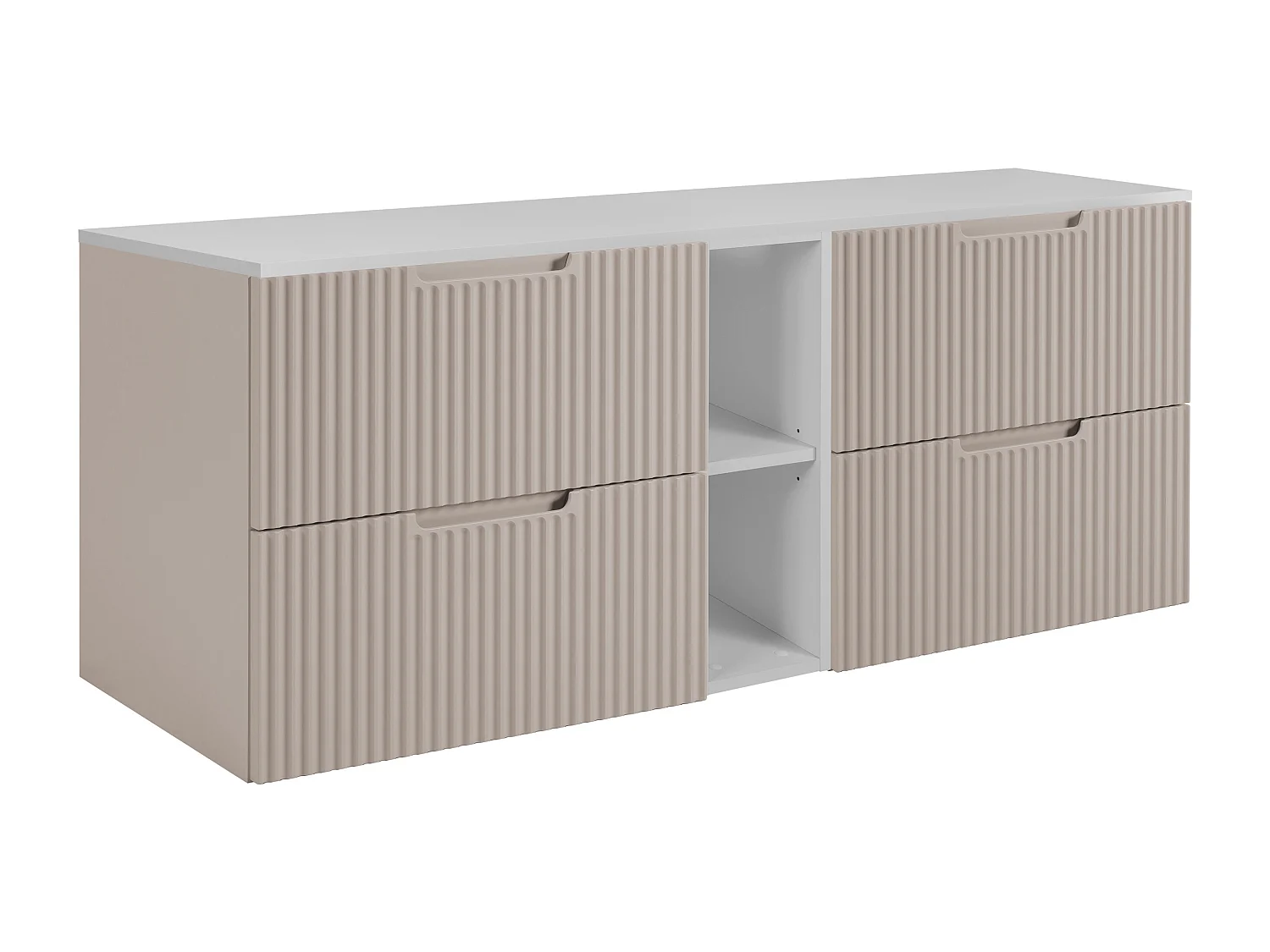 Mobiletto da bagno, Beige / bianco, 180 (2 x 80 + 20) x 58,6 x 46 cm