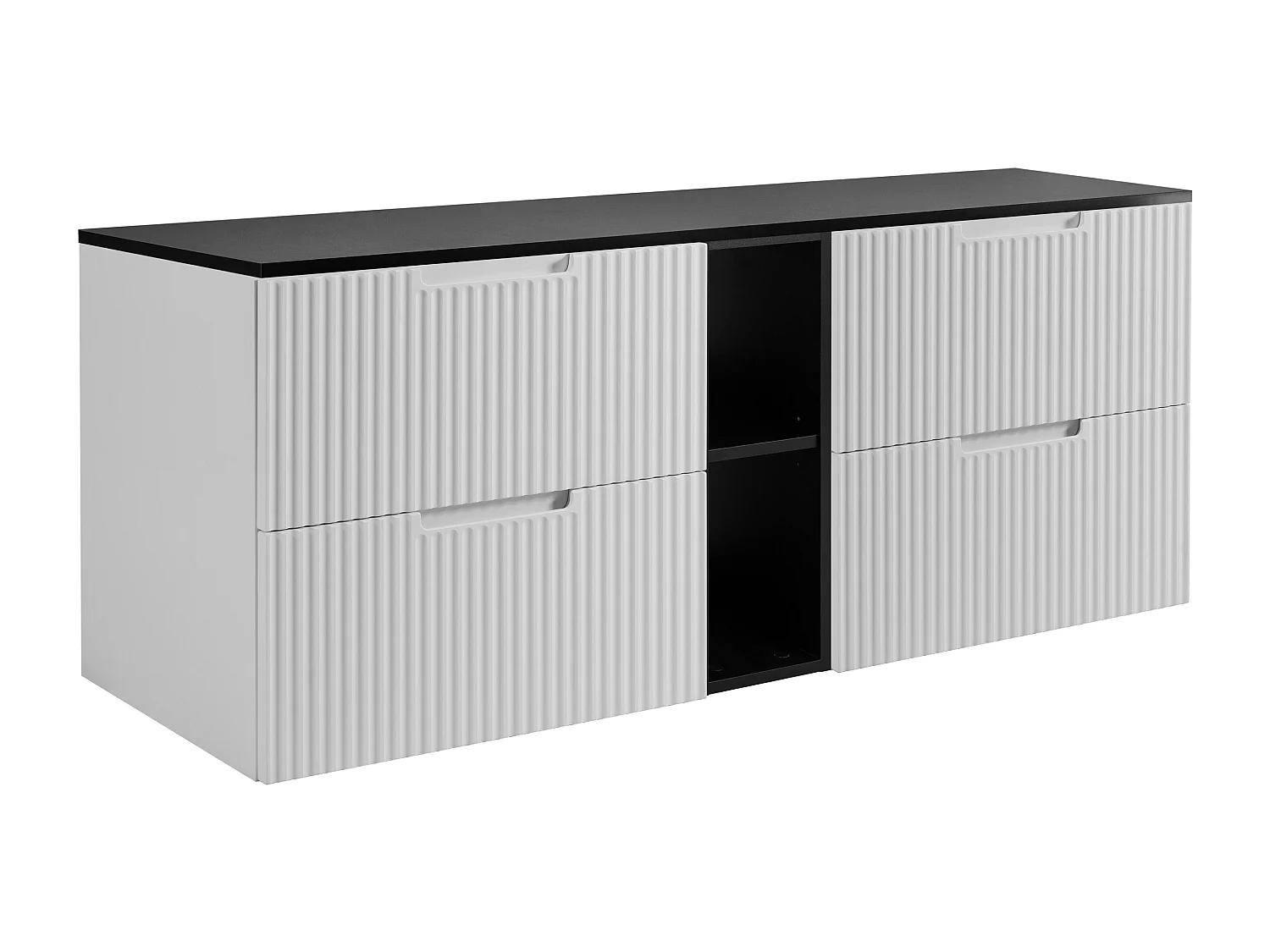 Mobiletto da bagno, bianco /nero, 140 (2 x 60 + 20) x 58,6 x 46 cm