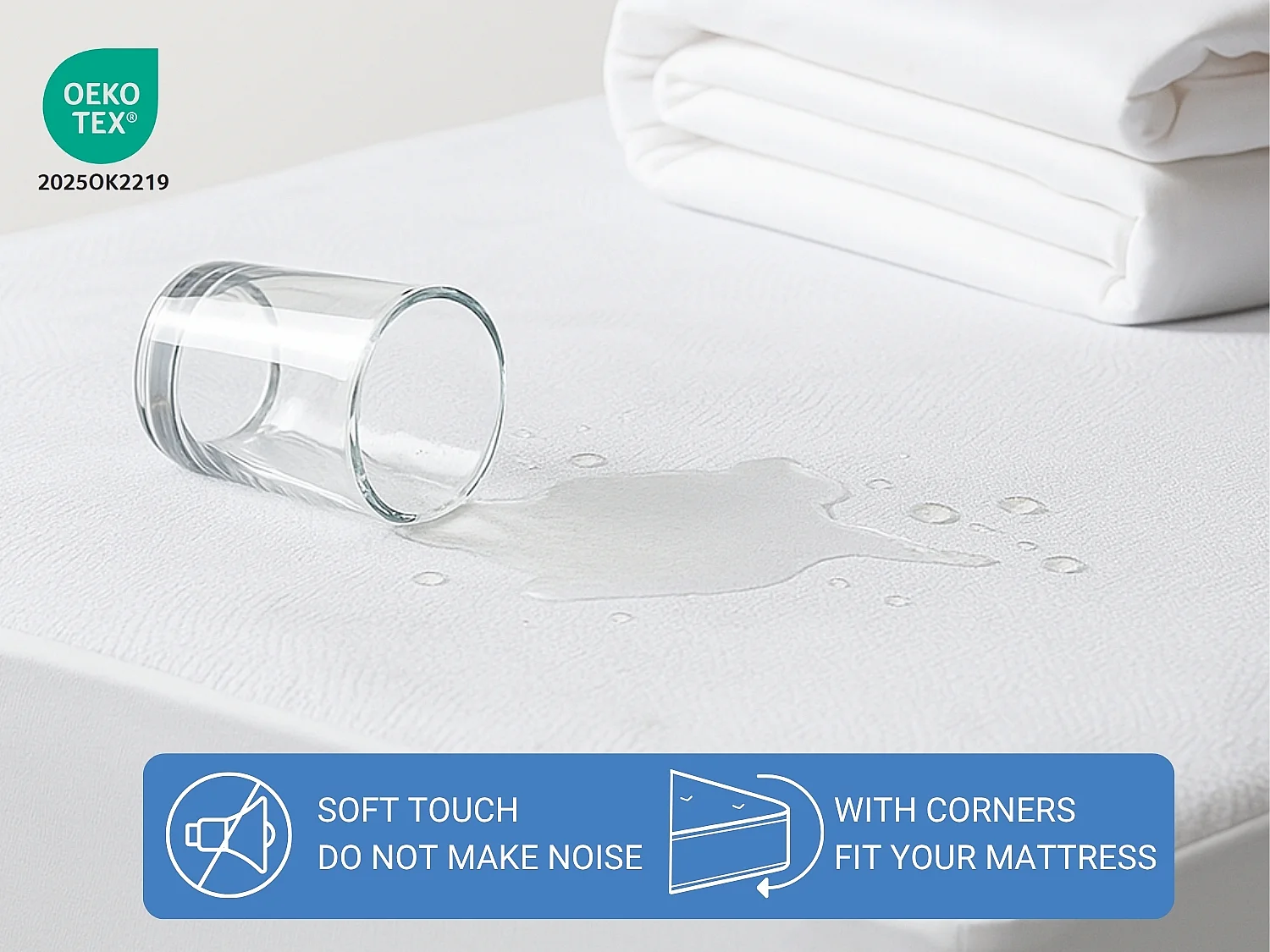 2 x waterdichte, ademende, anti-mijt, verstelbare matrasbeschermer voor volwassenen 135x190 cm