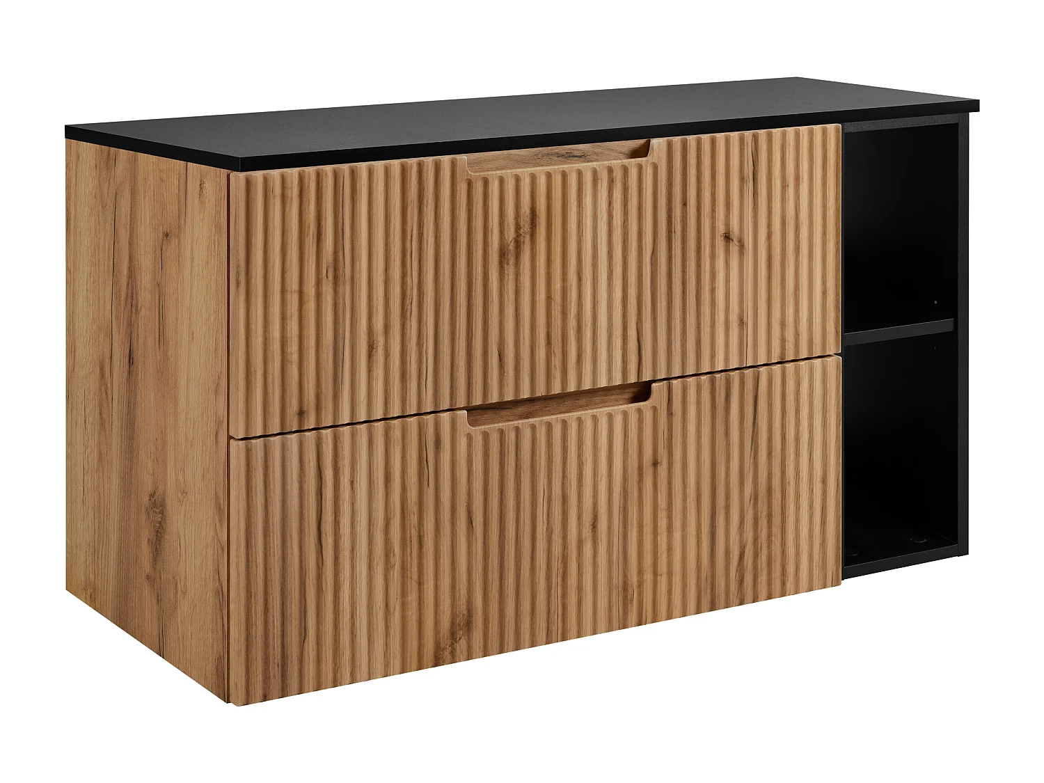 Badkamerkastje, Craft eikenhout / zwart, 100 (80 + 20) x 58,6 x 46 cm