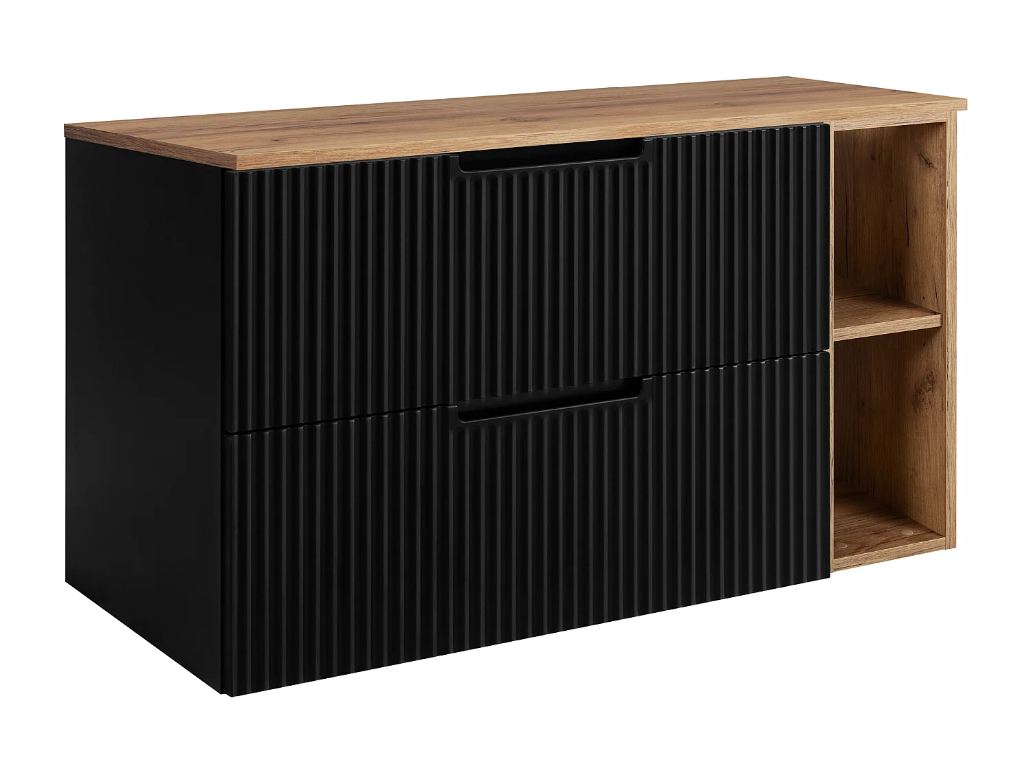 Mobiletto da bagno, nero / rovere Craft, 100 (80 + 20) x 58,6 x 46 cm