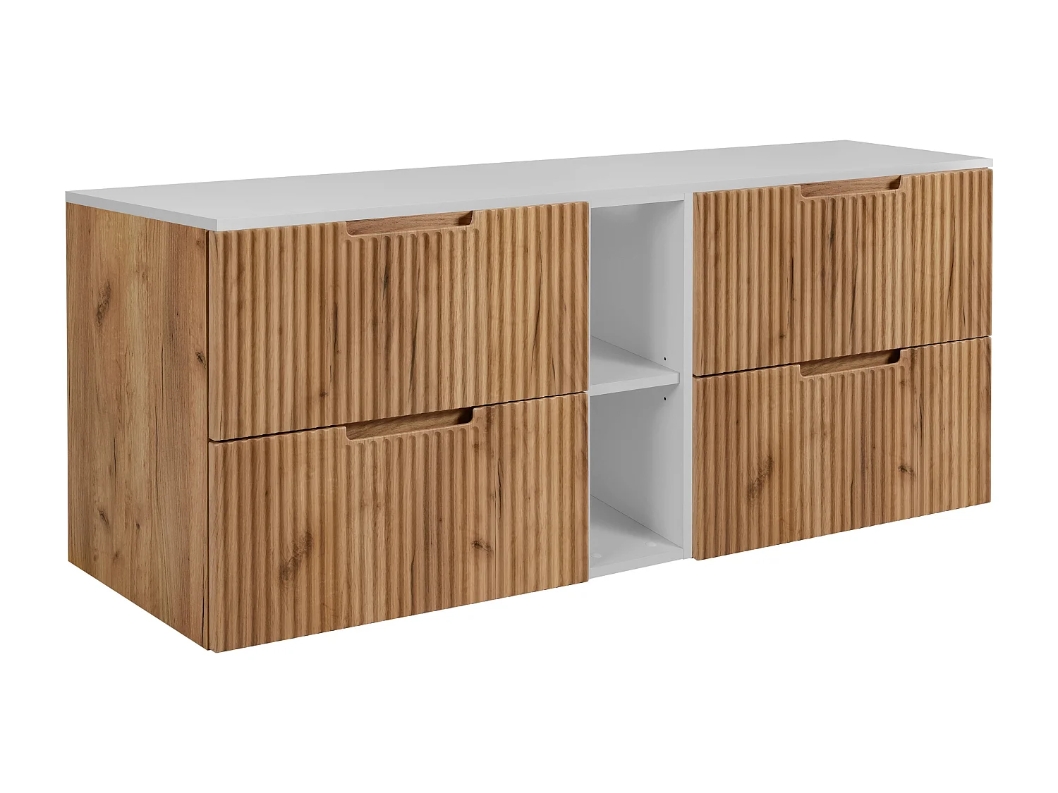 Mobiletto da bagno, rovere Craft / bianco, 180 (2 x 80 + 20) x 58,6 x 46 cm