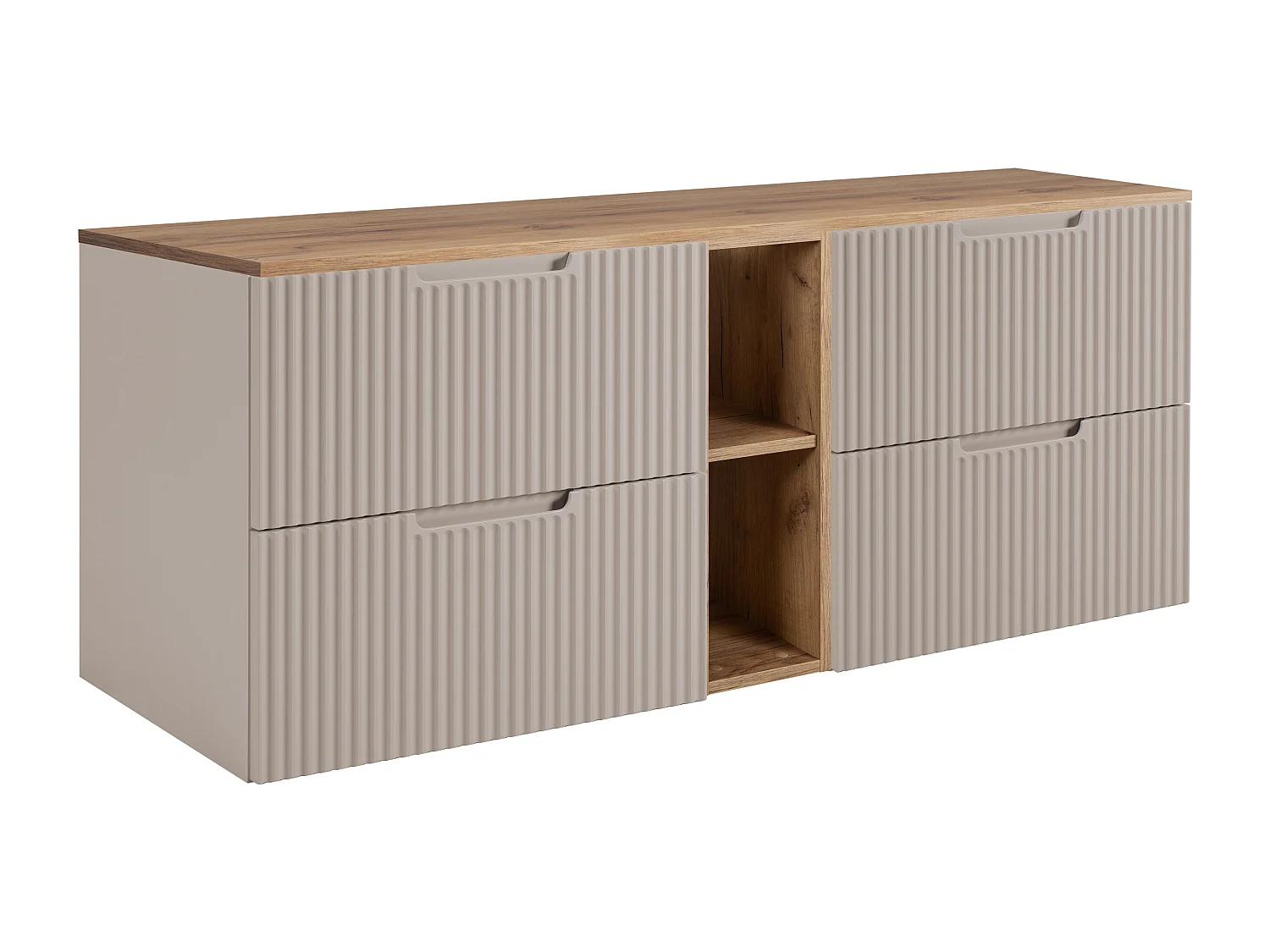 Mobiletto da bagno, Beige / rovere Craft, 180 (2 x 80 + 20) x 58,6 x 46 cm