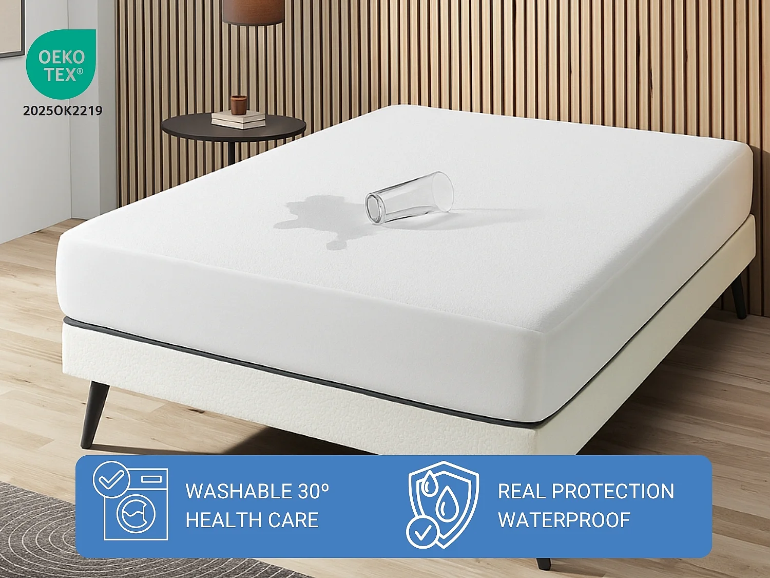 2 X Protege Matelas Impermeable Respirant Anti Acariens Ajustable 090x190 cm