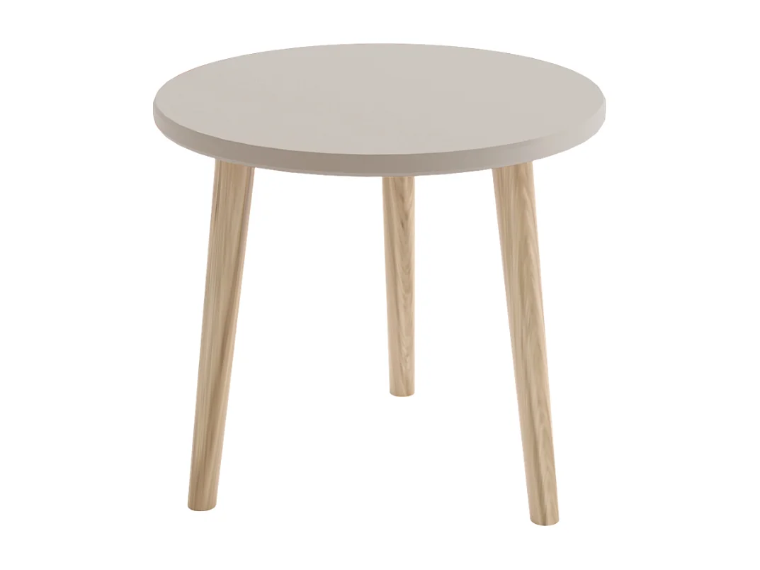 Couchtisch NATURA 67cm Kaschmir Hellgrau Matt | Rund Beistelltisch Boho Skandi Design | Massivholzbeinen 18mm Platte stabil