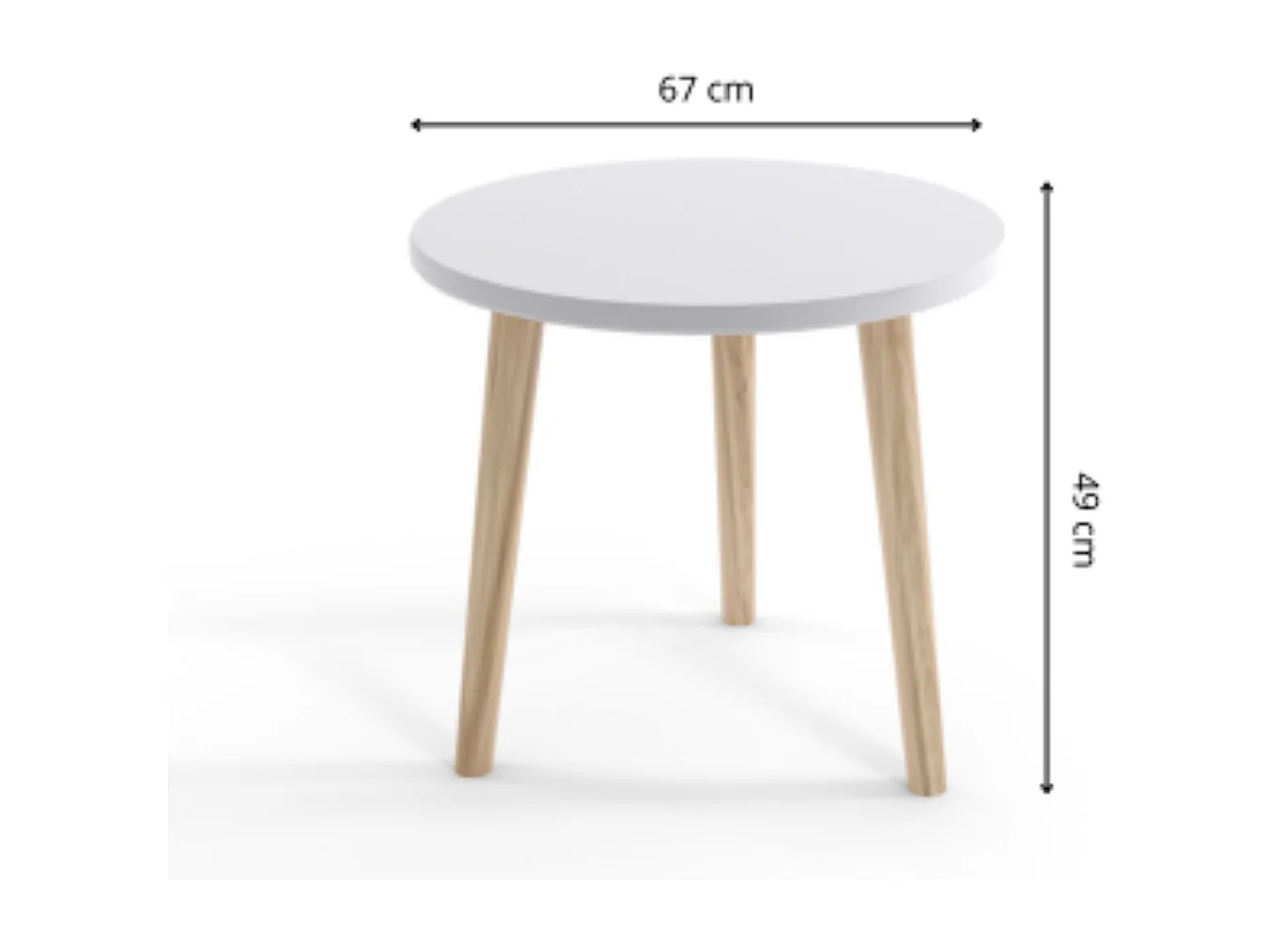 Couchtisch NATURA 67cm Kaschmir Hellgrau Matt | Rund Beistelltisch Boho Skandi Design | Massivholzbeinen 18mm Platte stabil