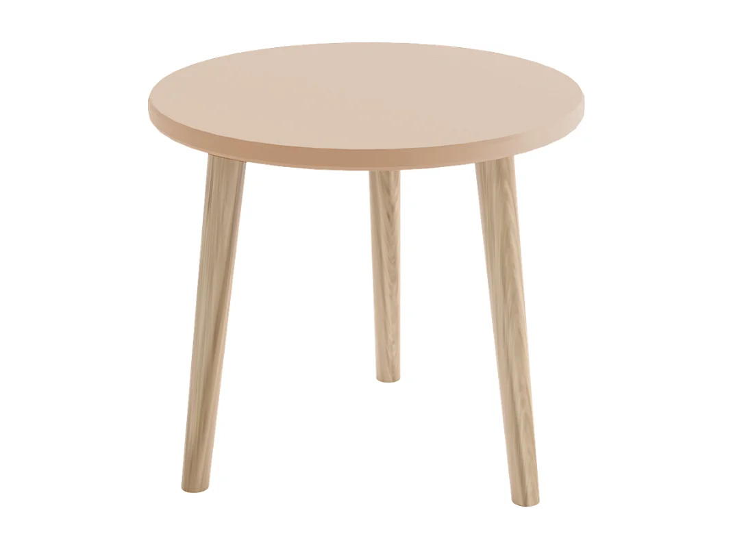 Couchtisch NATURA 67cm Macciato Beige Matt | Rund Beistelltisch Boho Skandi Design | Massivholzbeinen 18mm Platte stabil