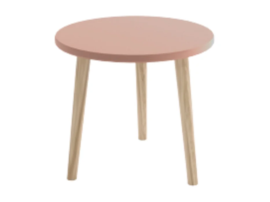 Couchtisch NATURA 67cm Pastellrosa Matt | Rund Beistelltisch Boho Skandi Design | Massivholzbeinen 18mm Platte stabil