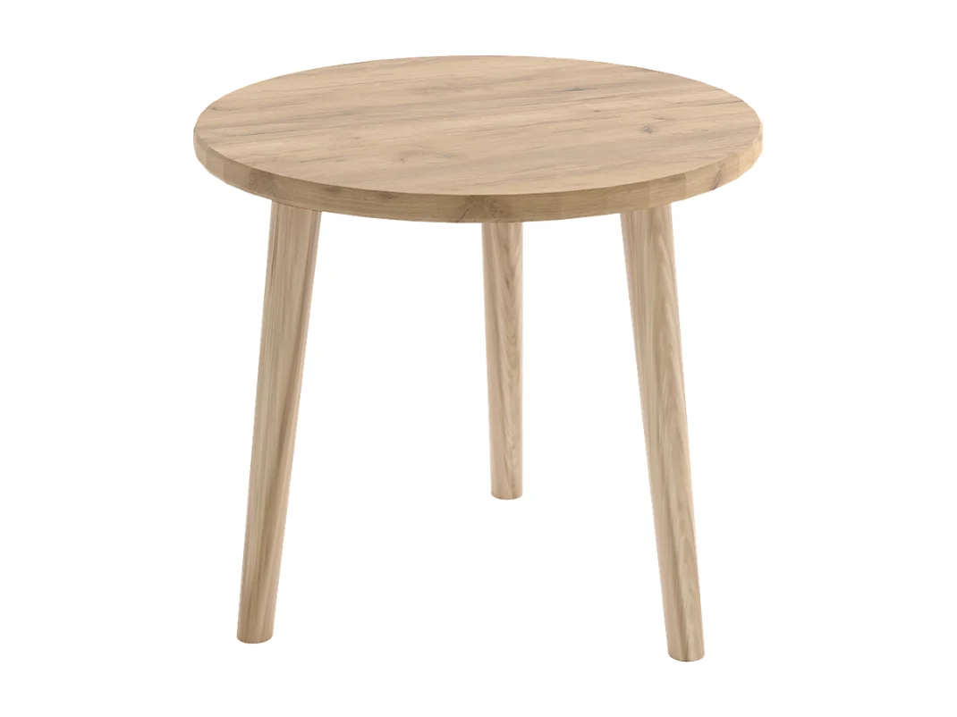 Couchtisch NATURA 67cm Goldkraft Eiche | Rund Beistelltisch Boho Skandi Design | Massivholzbeinen 18mm Platte stabil