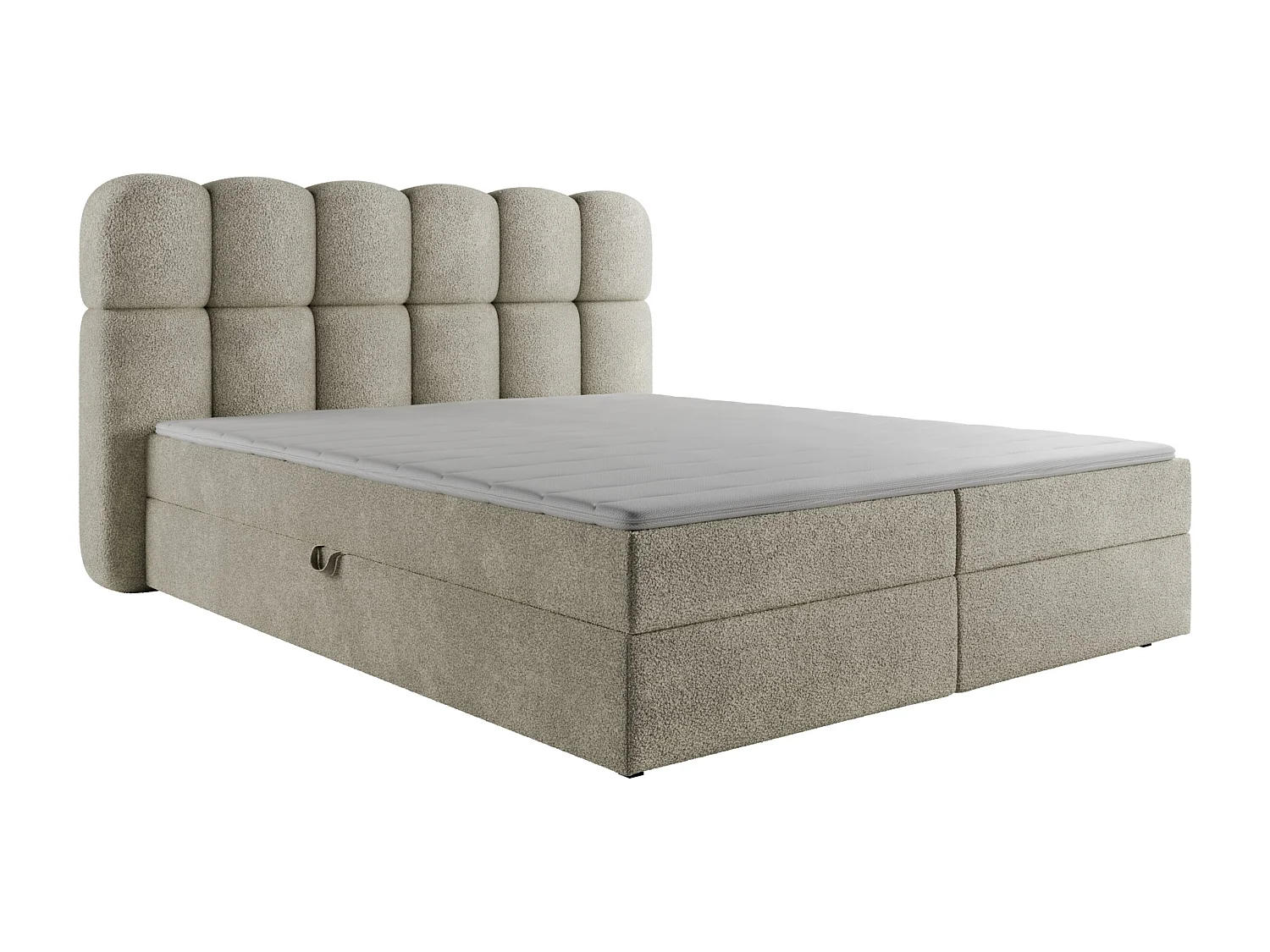 Boxspringbett SOFTI II 180x200 Bouclé Cremeweiß inkl. Topper, 2 Matratzen & 2 Bettkästen