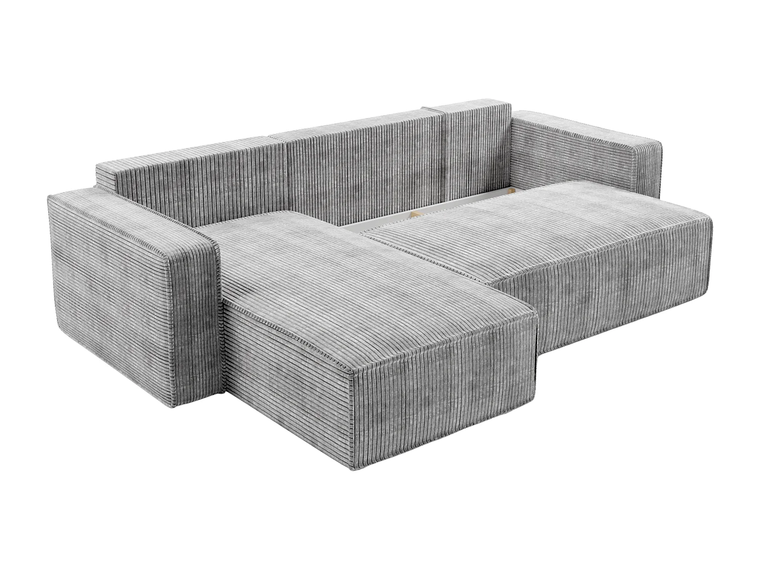 Ecksofa L-Form mit Schlaffunktion DL und Bettkasten 258x169 Cord Poso Tannengrün BRIK Sofa