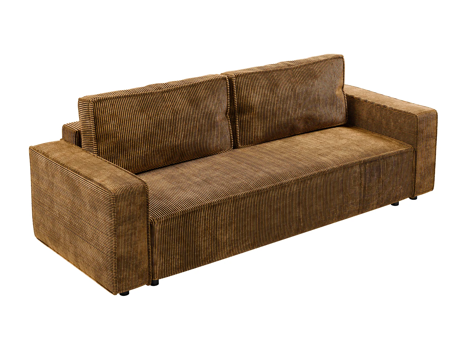 Schlafsofa BRIK 3-Sitzer Cord Poso Senfgelb - Schlaffunktion DL & Bettkasten