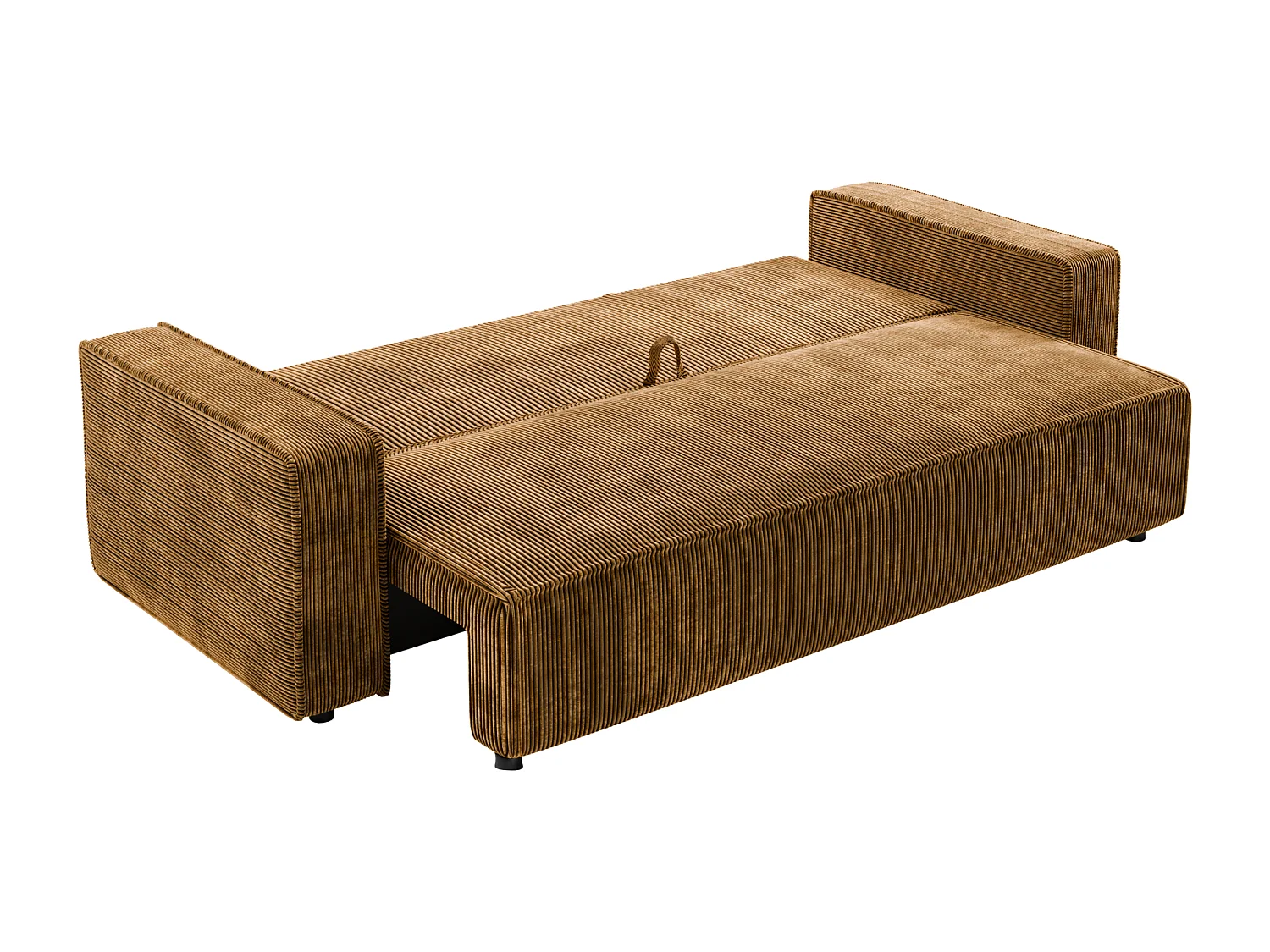 Schlafsofa BRIK 3-Sitzer Cord Poso Senfgelb - Schlaffunktion DL & Bettkasten